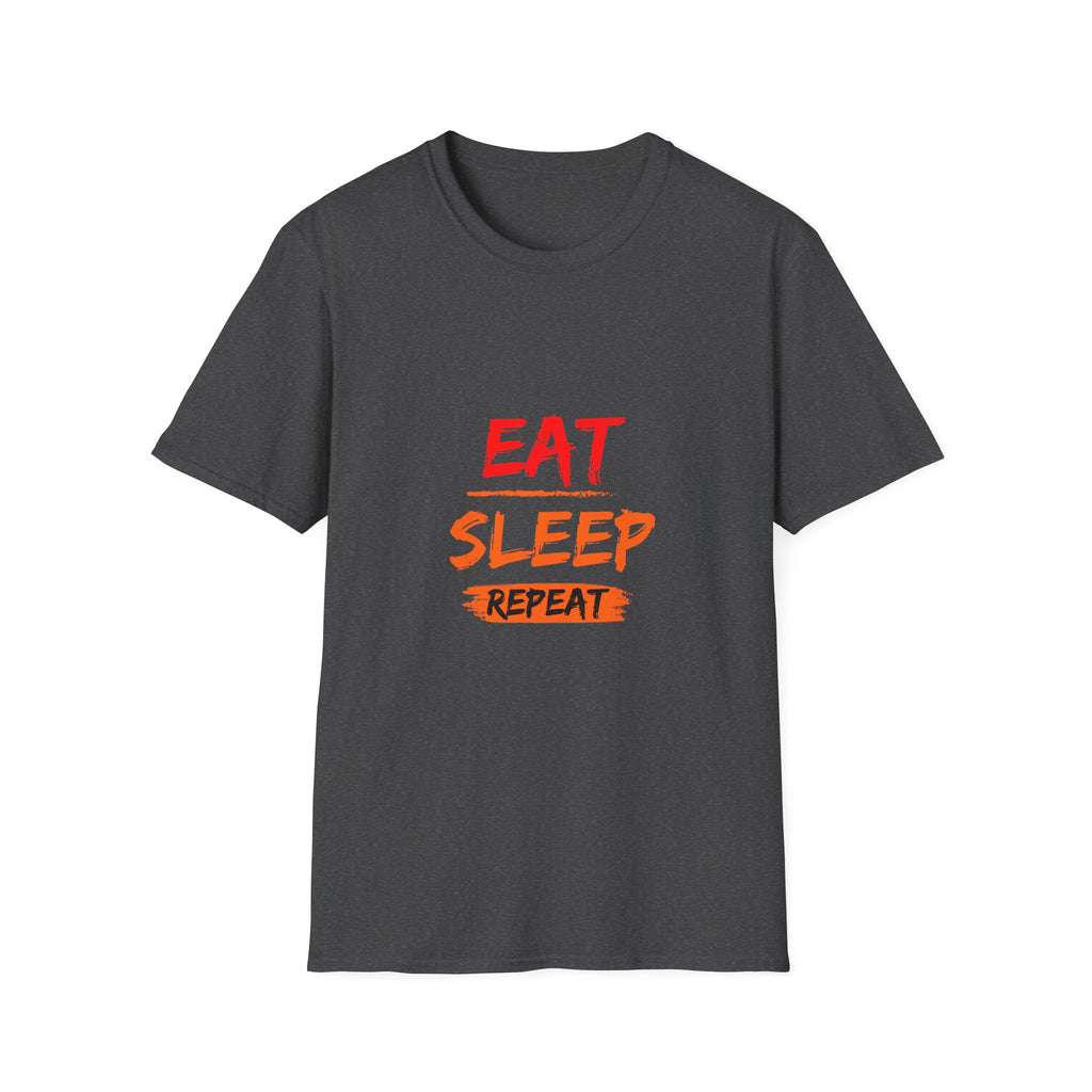 Eat Sleep Repeat Unisex Softstyle T-Shirt, Casual Tee, Gift for Gamers, Relaxed Fit, Everyday Wear, Fun Graphic Tee