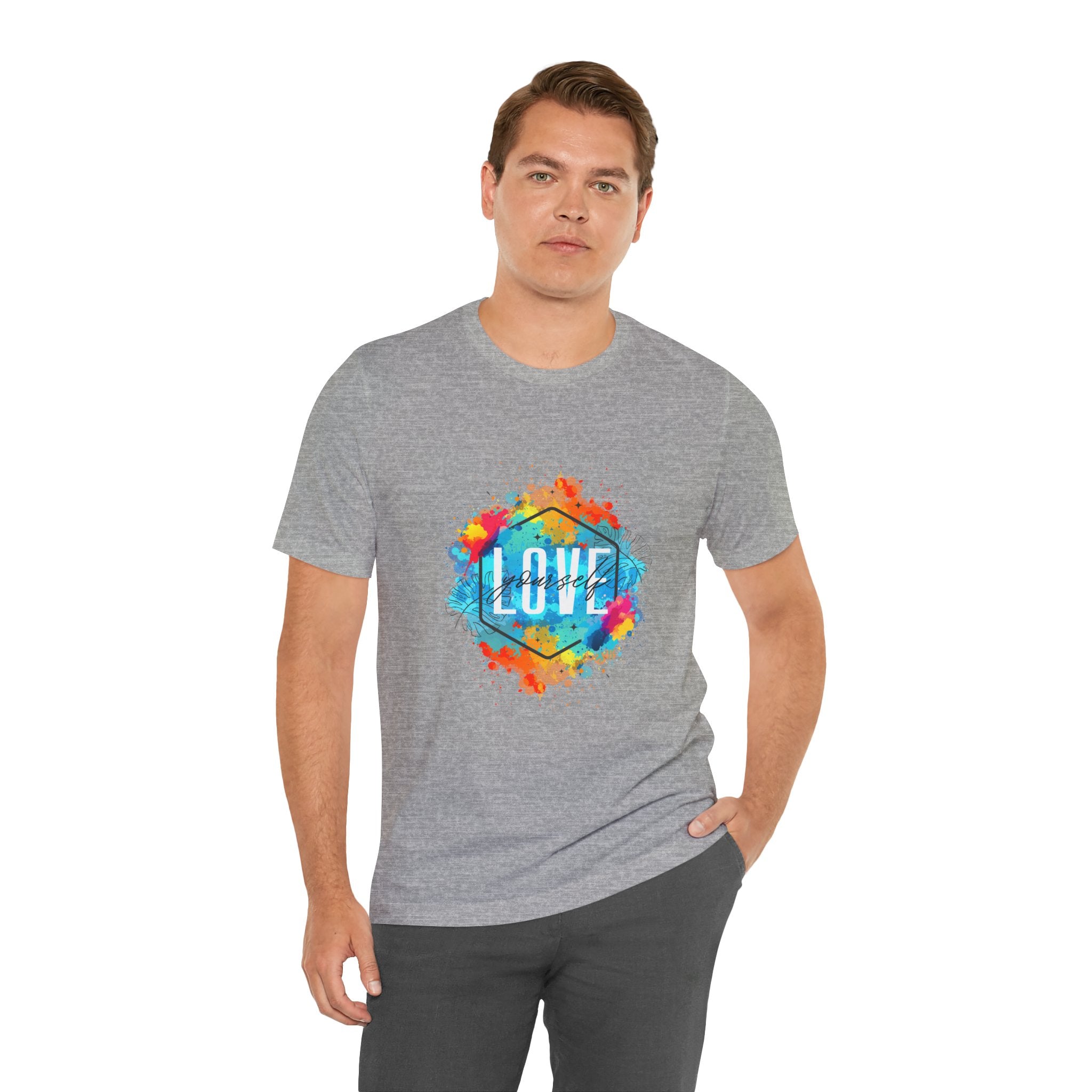 Colorful Love Graphic Tee, Unisex Short Sleeve Shirt, Gift for Friends, Cute Casual Wear, Pride Tee, Festival Outfit