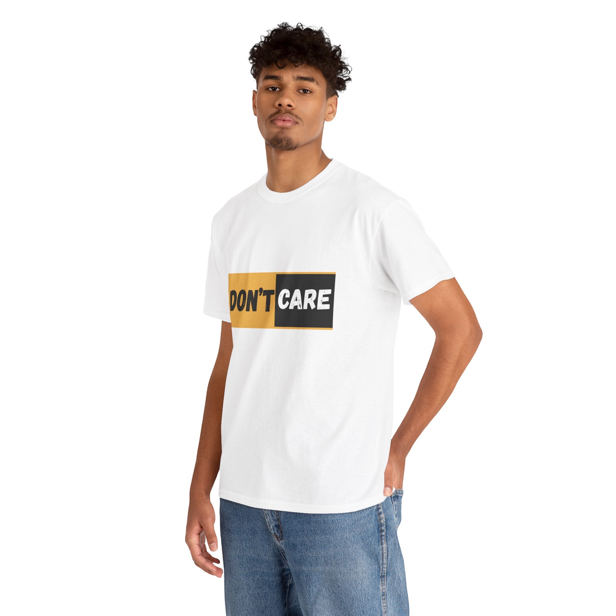 Don't Care Unisex Heavy Cotton Tee | Casual Wear, Gift for Teens, Statement T-Shirt, Everyday Comfort, Fun Fashion, Gift Idea