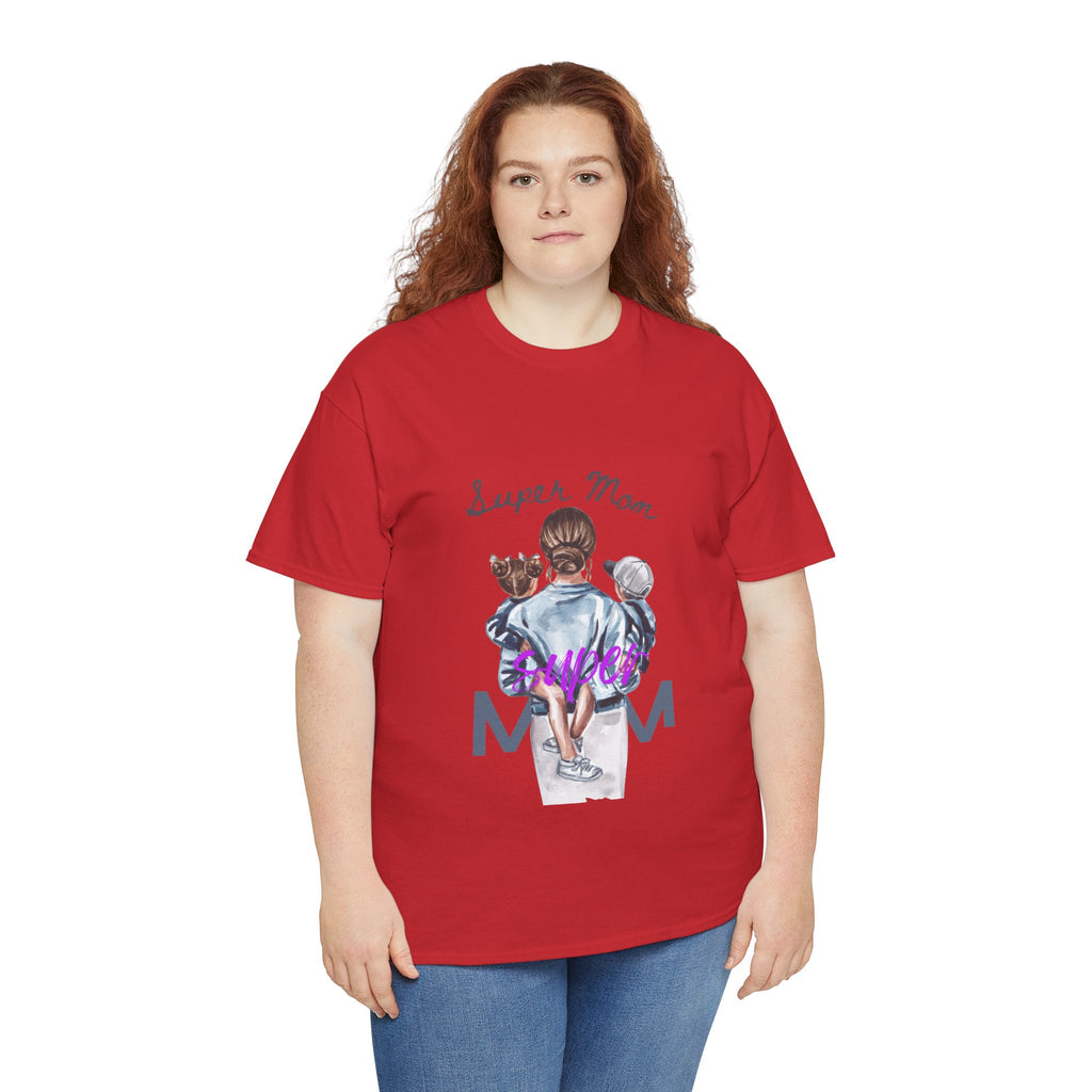 Super Mom Unisex Heavy Cotton Tee | Perfect Gift for Mothers, Casual Wear, Mother's Day, Family Events, Mom Appreciation