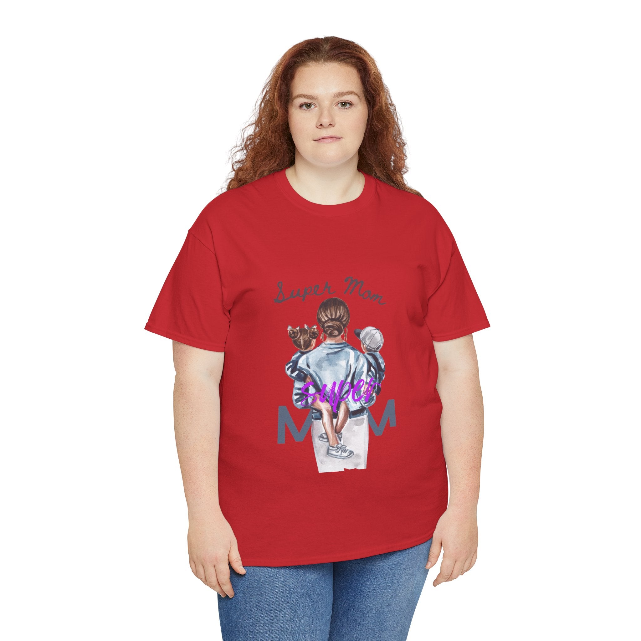 Super Mom Unisex Heavy Cotton Tee | Perfect Gift for Mothers, Casual Wear, Mother's Day, Family Events, Mom Appreciation