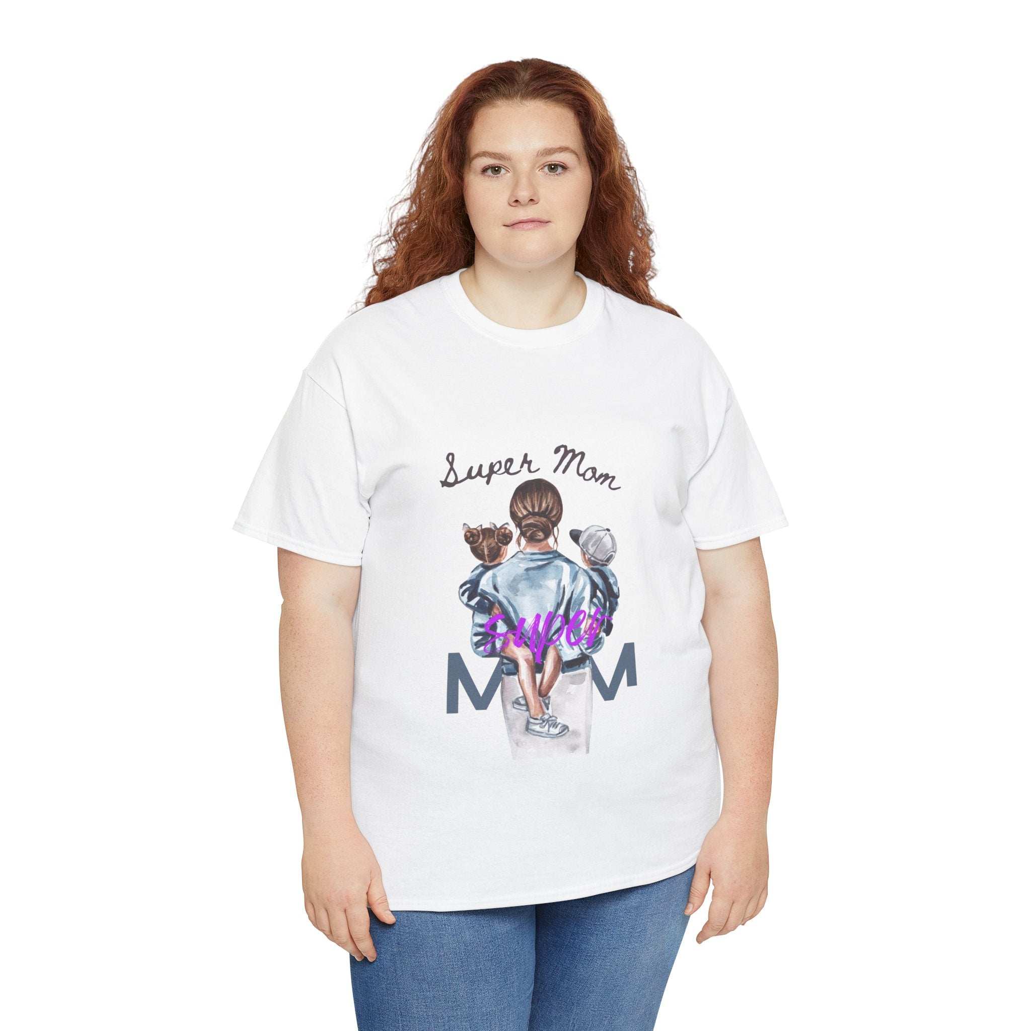 Super Mom Unisex Heavy Cotton Tee | Perfect Gift for Mothers, Casual Wear, Mother's Day, Family Events, Mom Appreciation