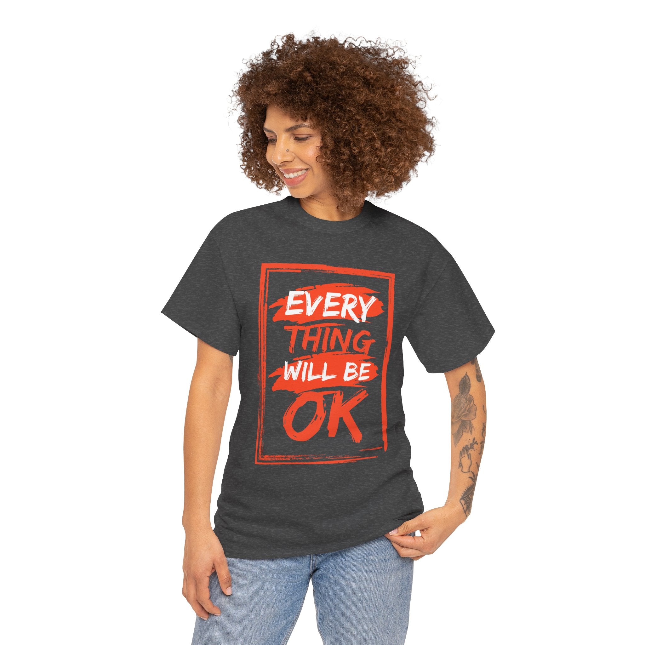 Unisex Heavy Cotton Tee with 'Everything Will Be OK' Print – Uplifting Shirt for Positive Vibes, Comfort Wear, Gift for Friends, [...]