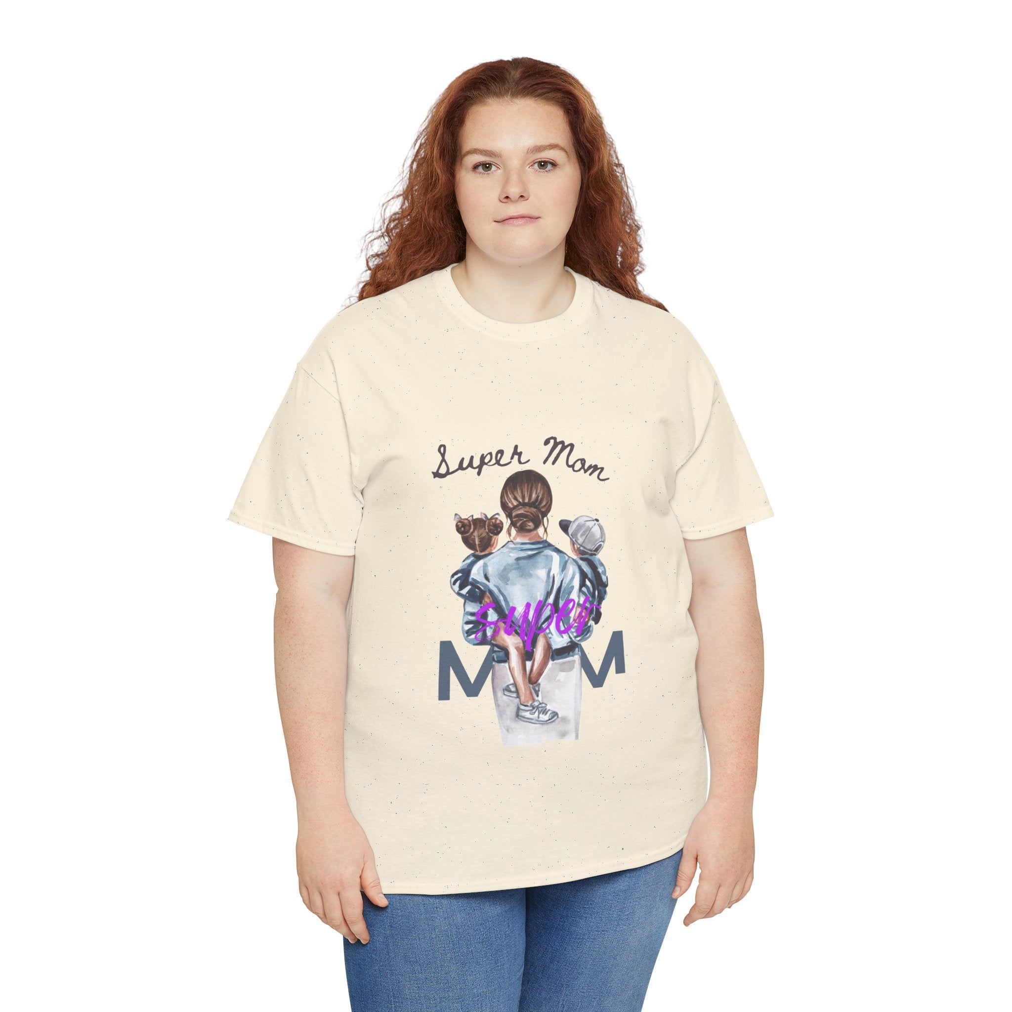 Super Mom Unisex Heavy Cotton Tee | Perfect Gift for Mothers, Casual Wear, Mother's Day, Family Events, Mom Appreciation