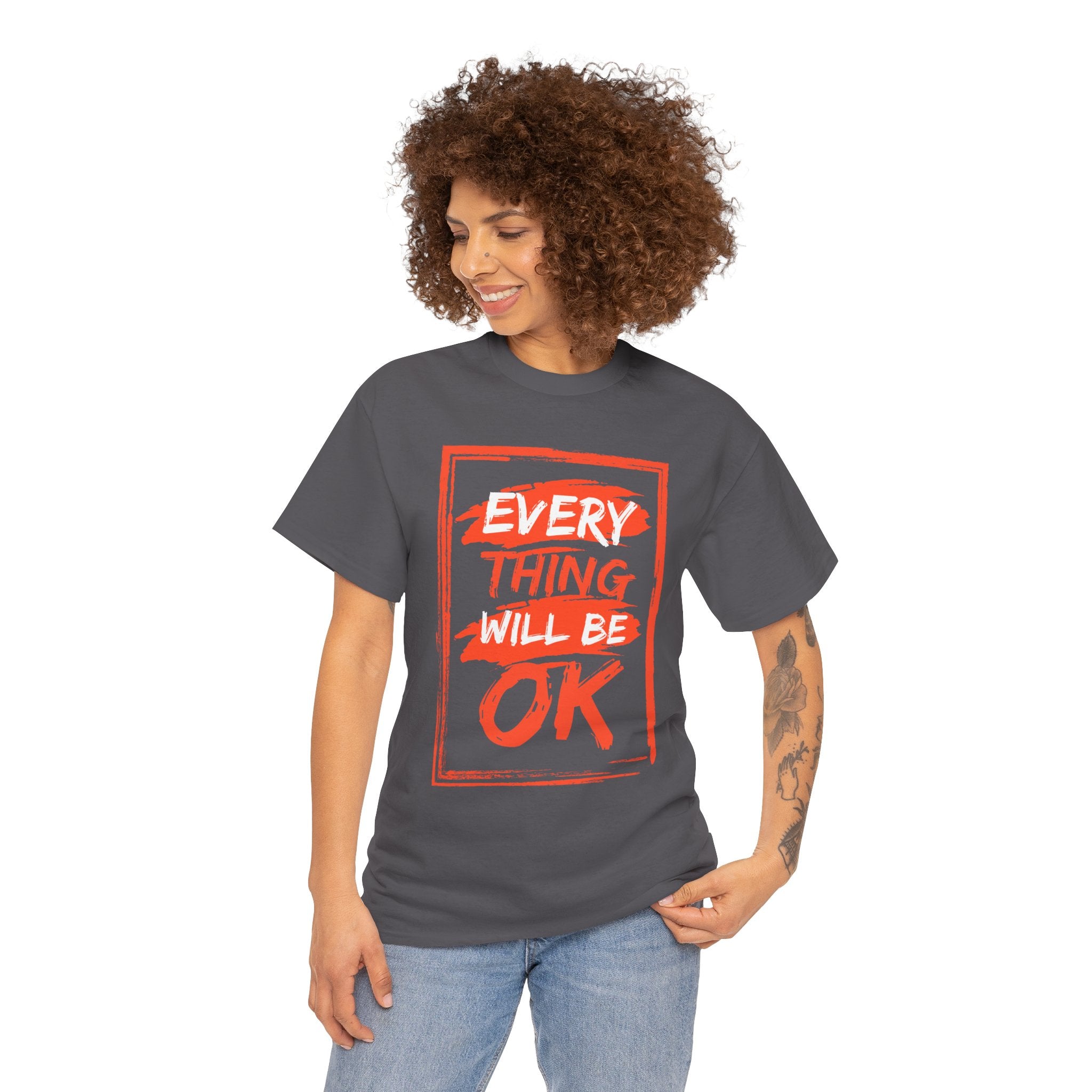 Unisex Heavy Cotton Tee with 'Everything Will Be OK' Print – Uplifting Shirt for Positive Vibes, Comfort Wear, Gift for Friends, [...]