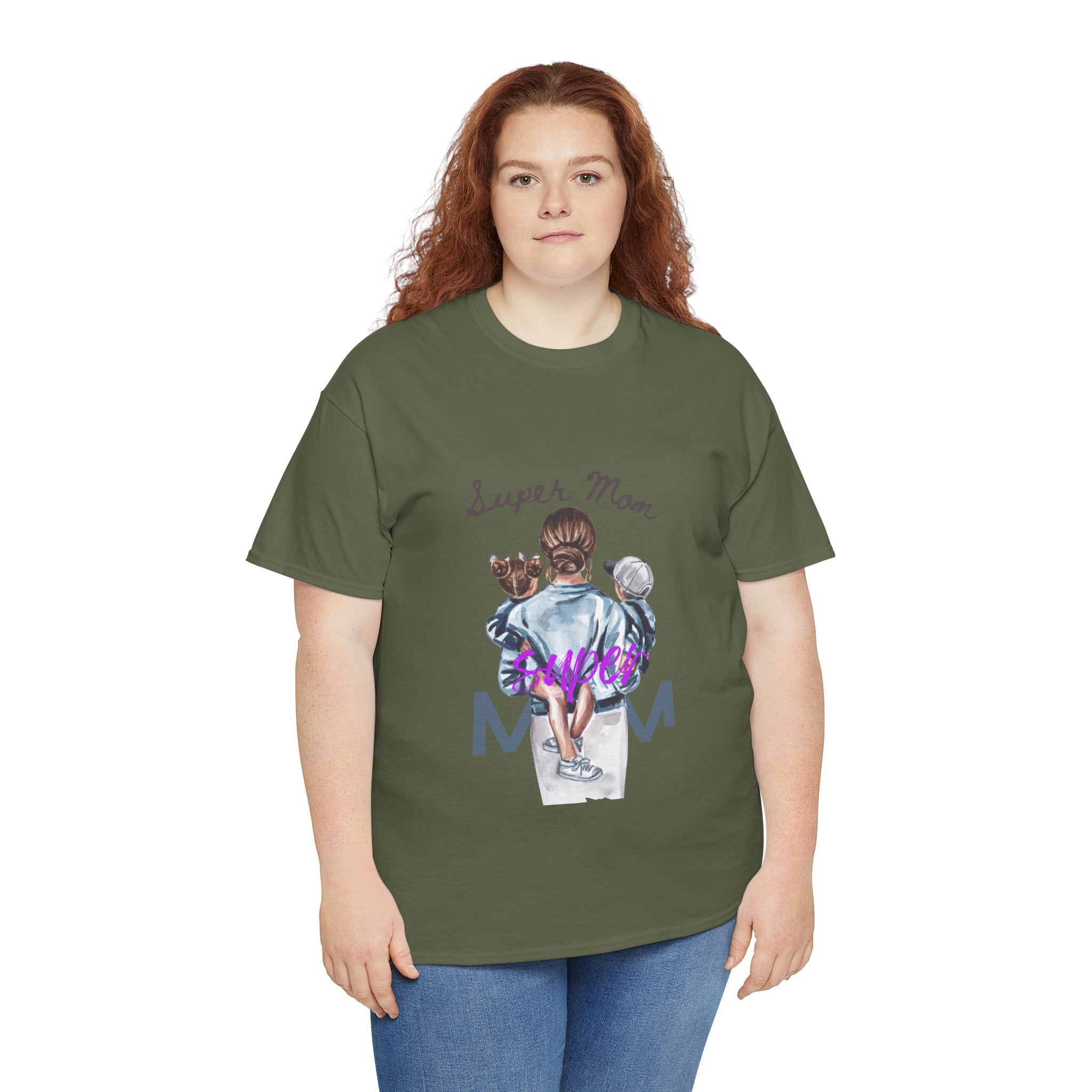 Super Mom Unisex Heavy Cotton Tee | Perfect Gift for Mothers, Casual Wear, Mother's Day, Family Events, Mom Appreciation