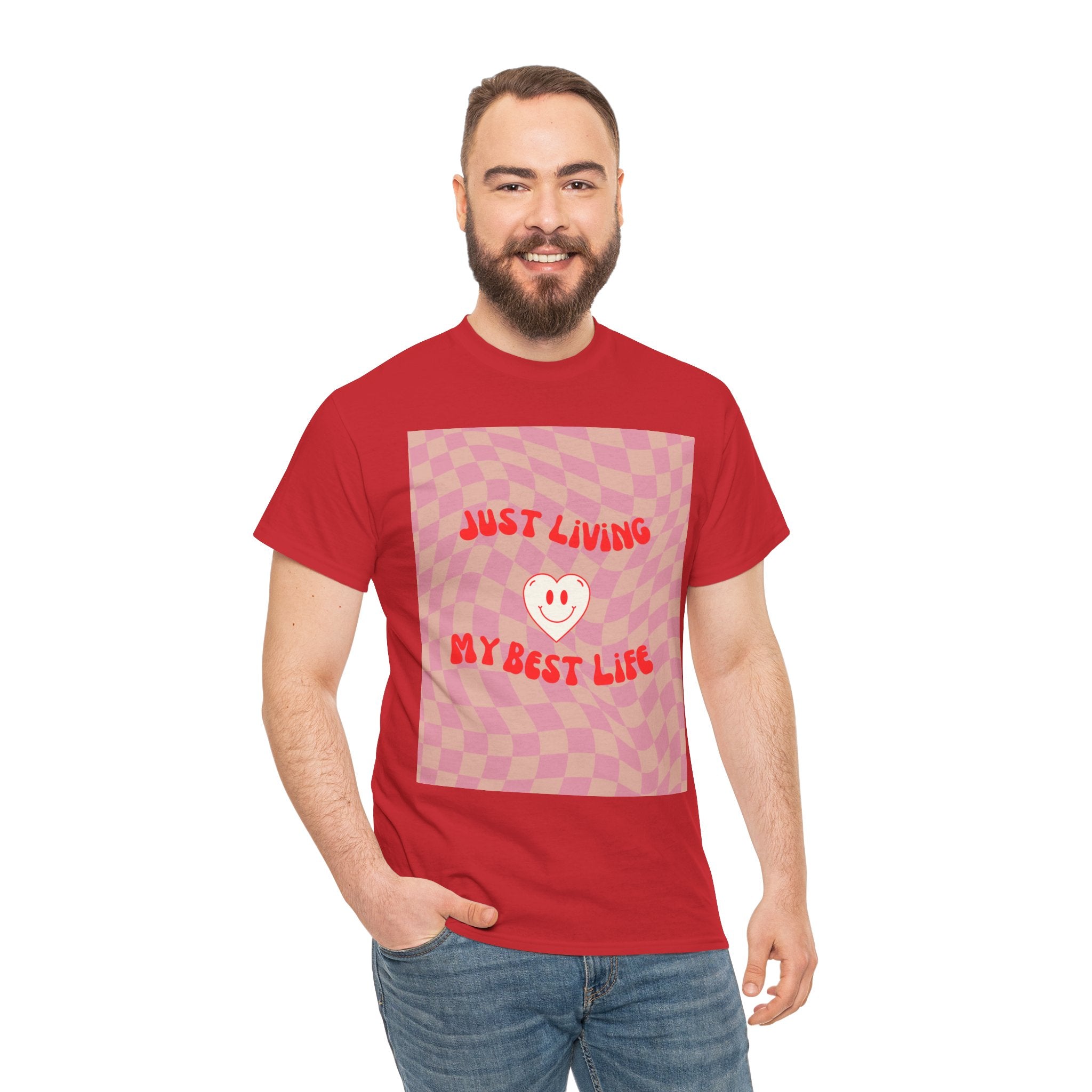 Just Living My Best Life Tee - Fun Unisex Heavy Cotton Shirt for Positive Vibes, Birthday Gift, Everyday Wear, Casual Style, Self-Love