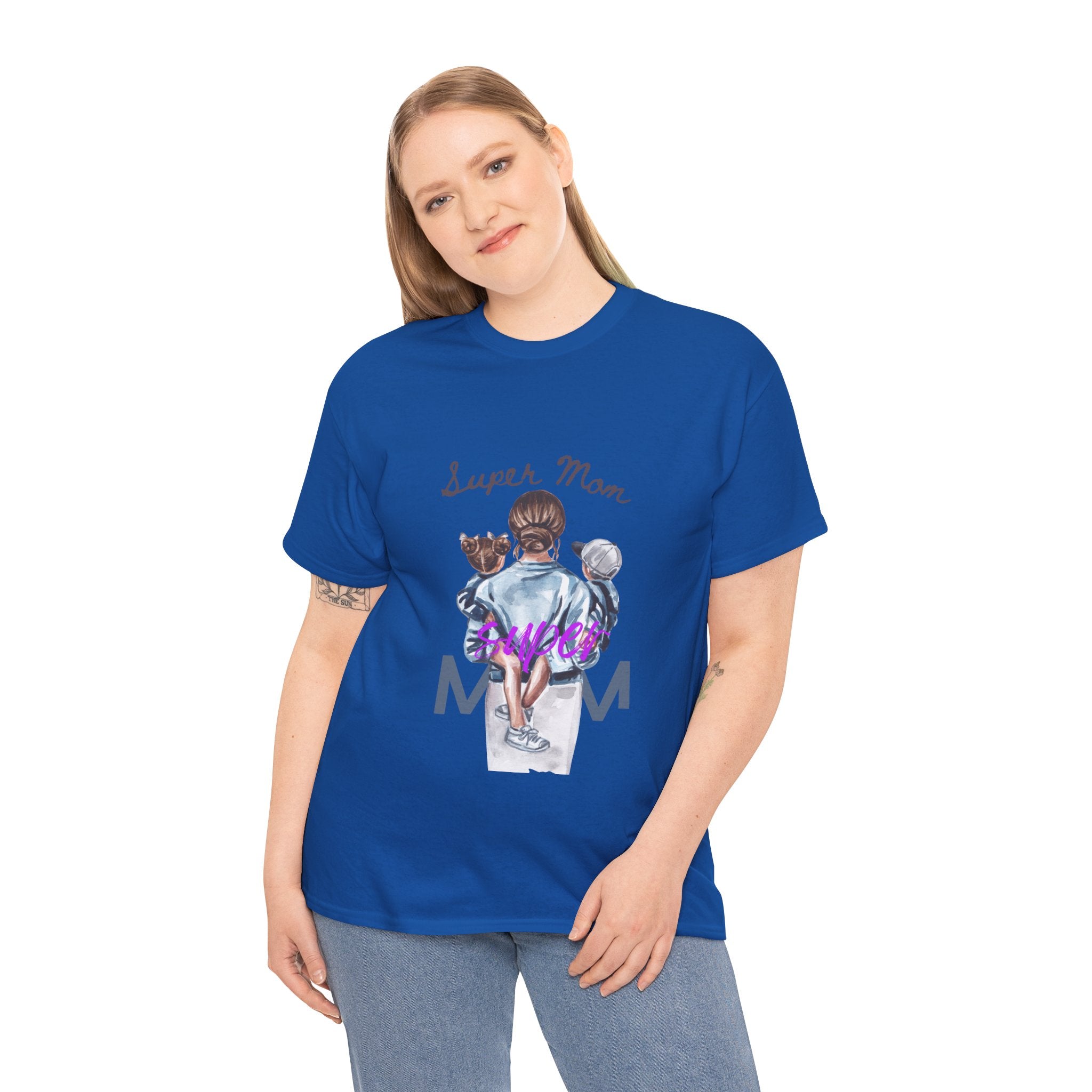 Super Mom Unisex Heavy Cotton Tee | Perfect Gift for Mothers, Casual Wear, Mother's Day, Family Events, Mom Appreciation