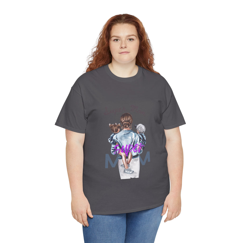 Super Mom Unisex Heavy Cotton Tee | Perfect Gift for Mothers, Casual Wear, Mother's Day, Family Events, Mom Appreciation