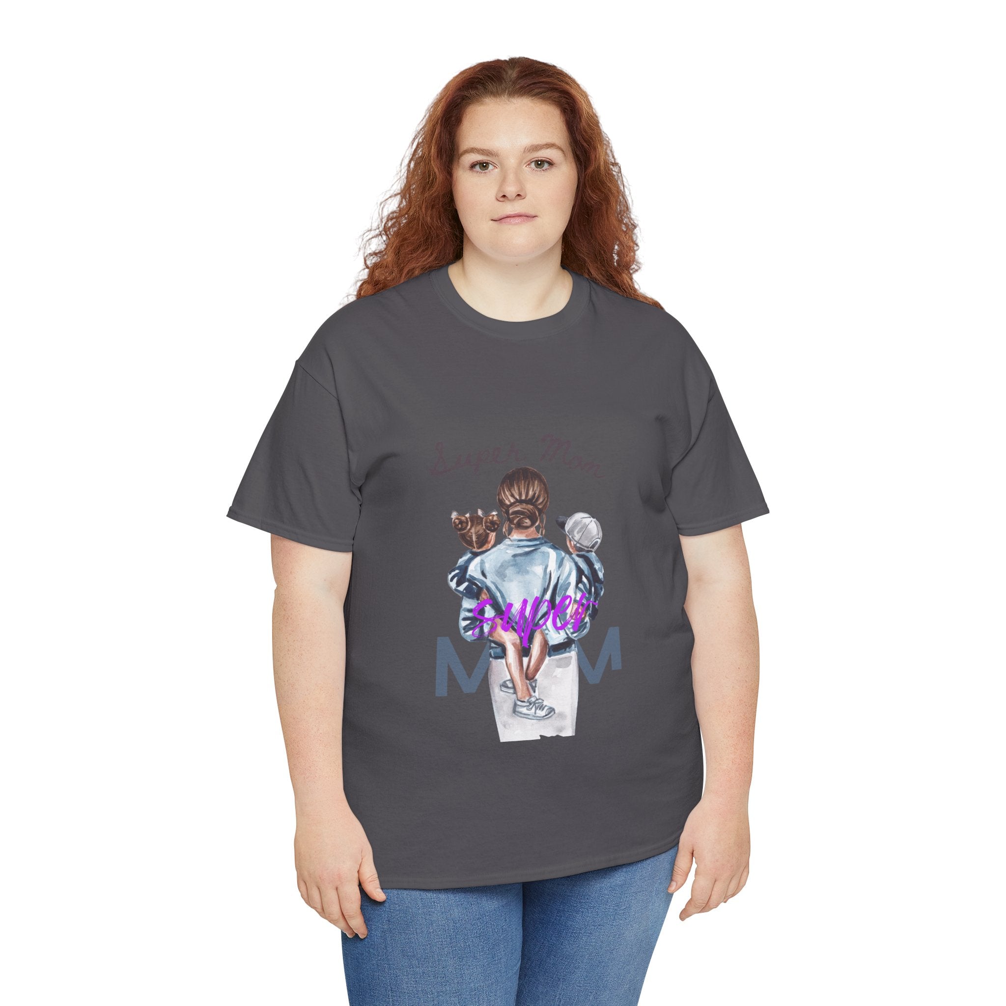 Super Mom Unisex Heavy Cotton Tee | Perfect Gift for Mothers, Casual Wear, Mother's Day, Family Events, Mom Appreciation