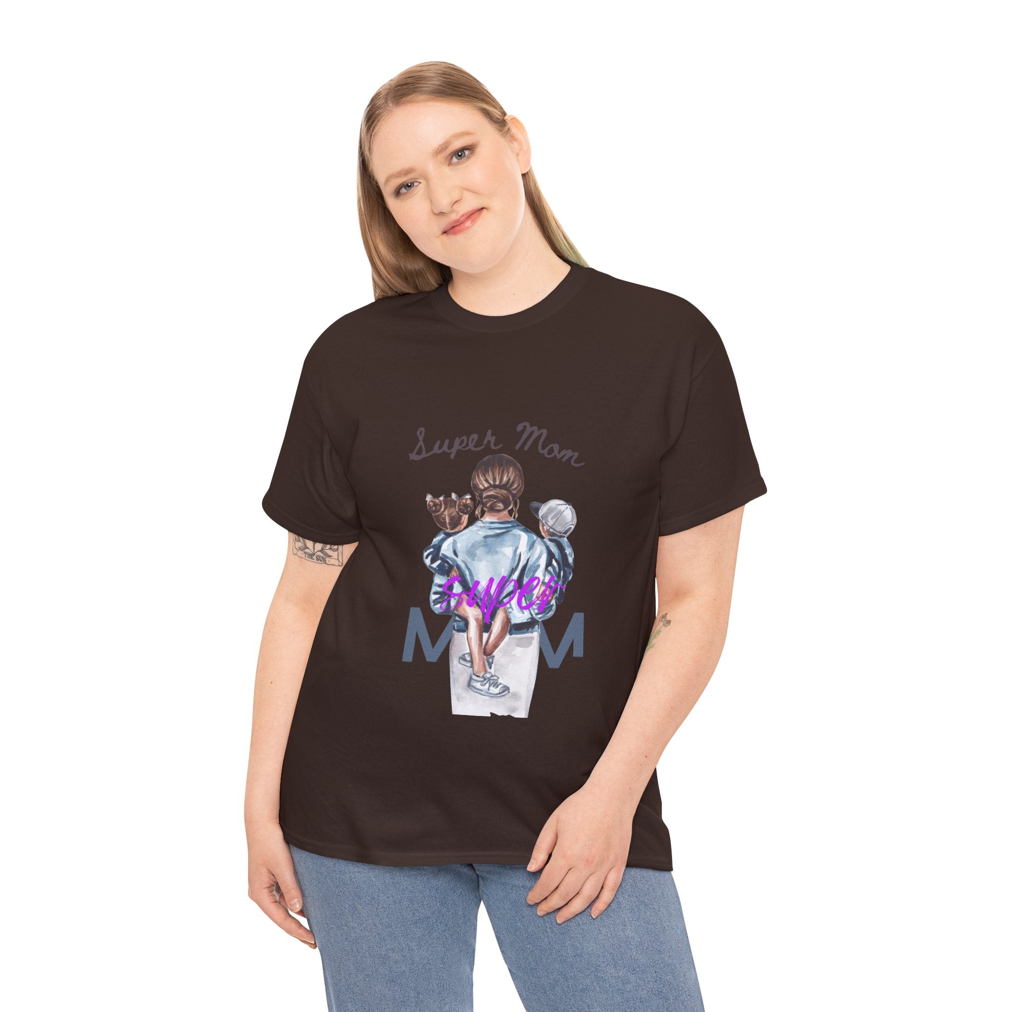 Super Mom Unisex Heavy Cotton Tee | Perfect Gift for Mothers, Casual Wear, Mother's Day, Family Events, Mom Appreciation