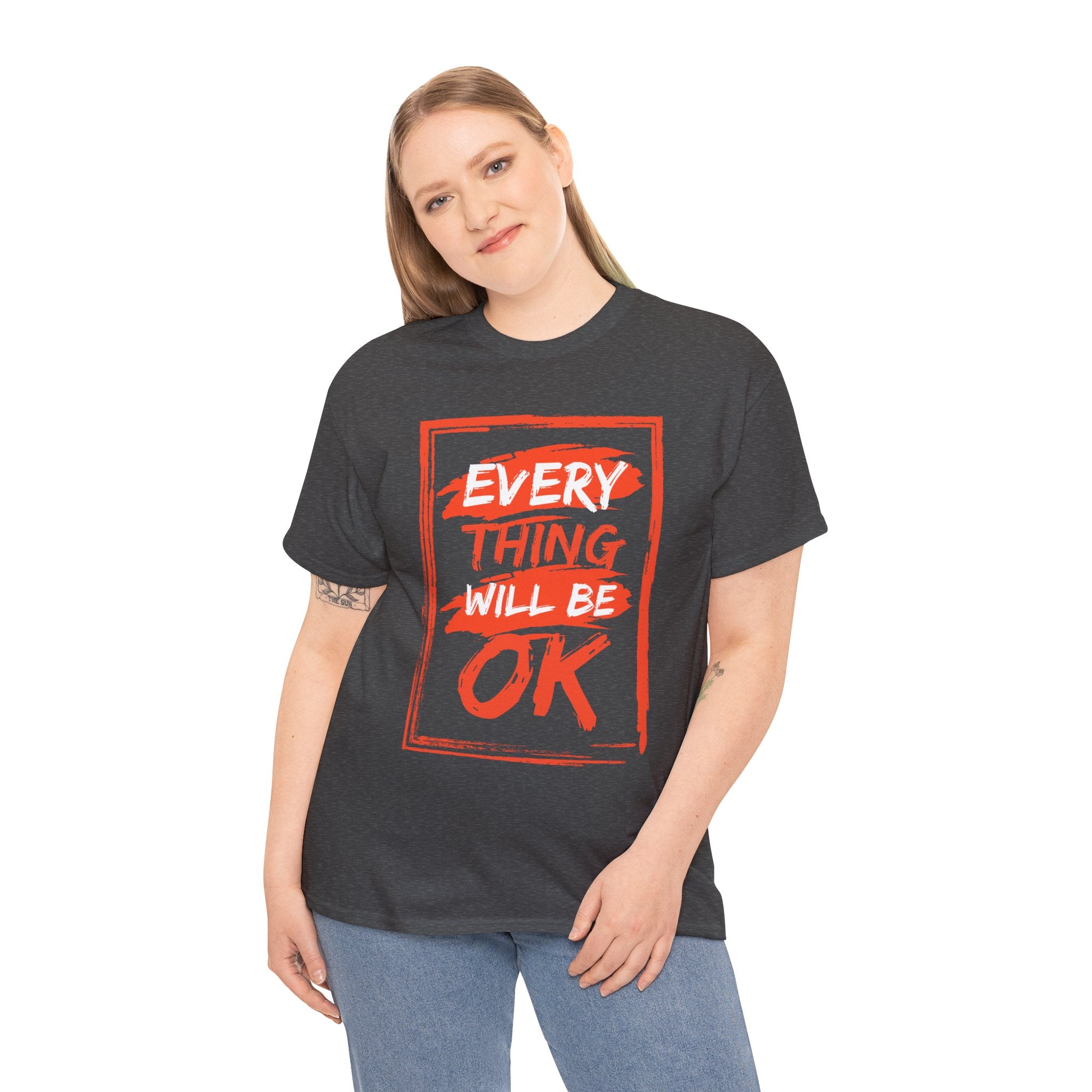 Unisex Heavy Cotton Tee with 'Everything Will Be OK' Print – Uplifting Shirt for Positive Vibes, Comfort Wear, Gift for Friends, [...]