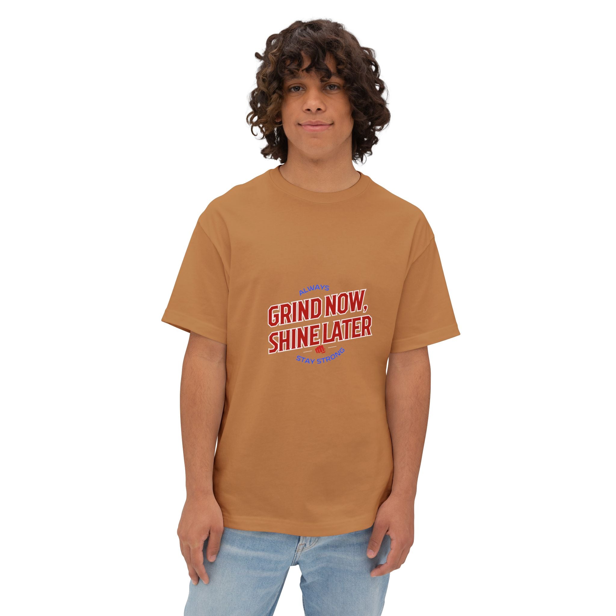 Unisex Oversized Inspirational Tee: Grind Now, Shine Later, Casual Shirt, Motivational Fashion, Gift for Him/Her, Everyday Wear