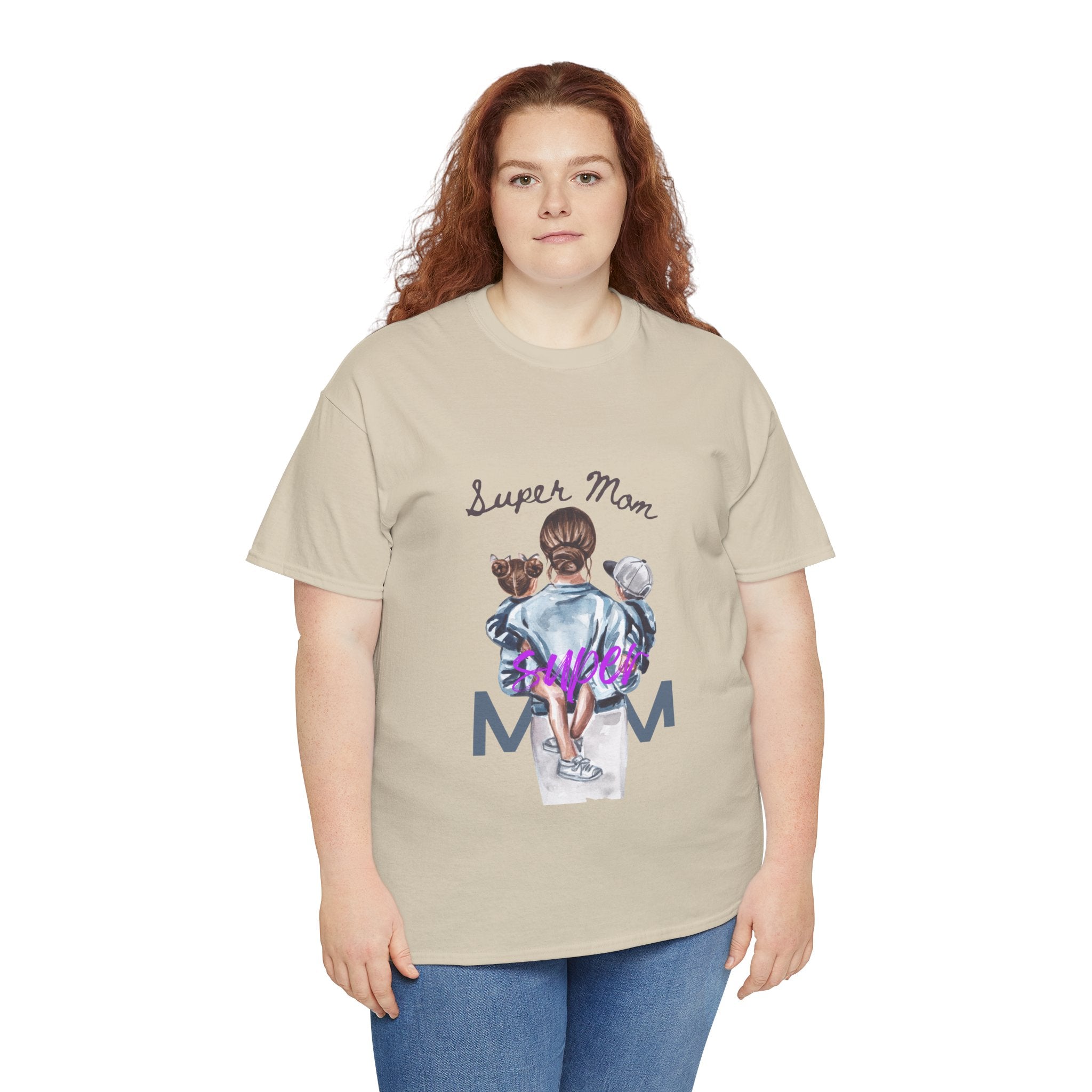 Super Mom Unisex Heavy Cotton Tee | Perfect Gift for Mothers, Casual Wear, Mother's Day, Family Events, Mom Appreciation