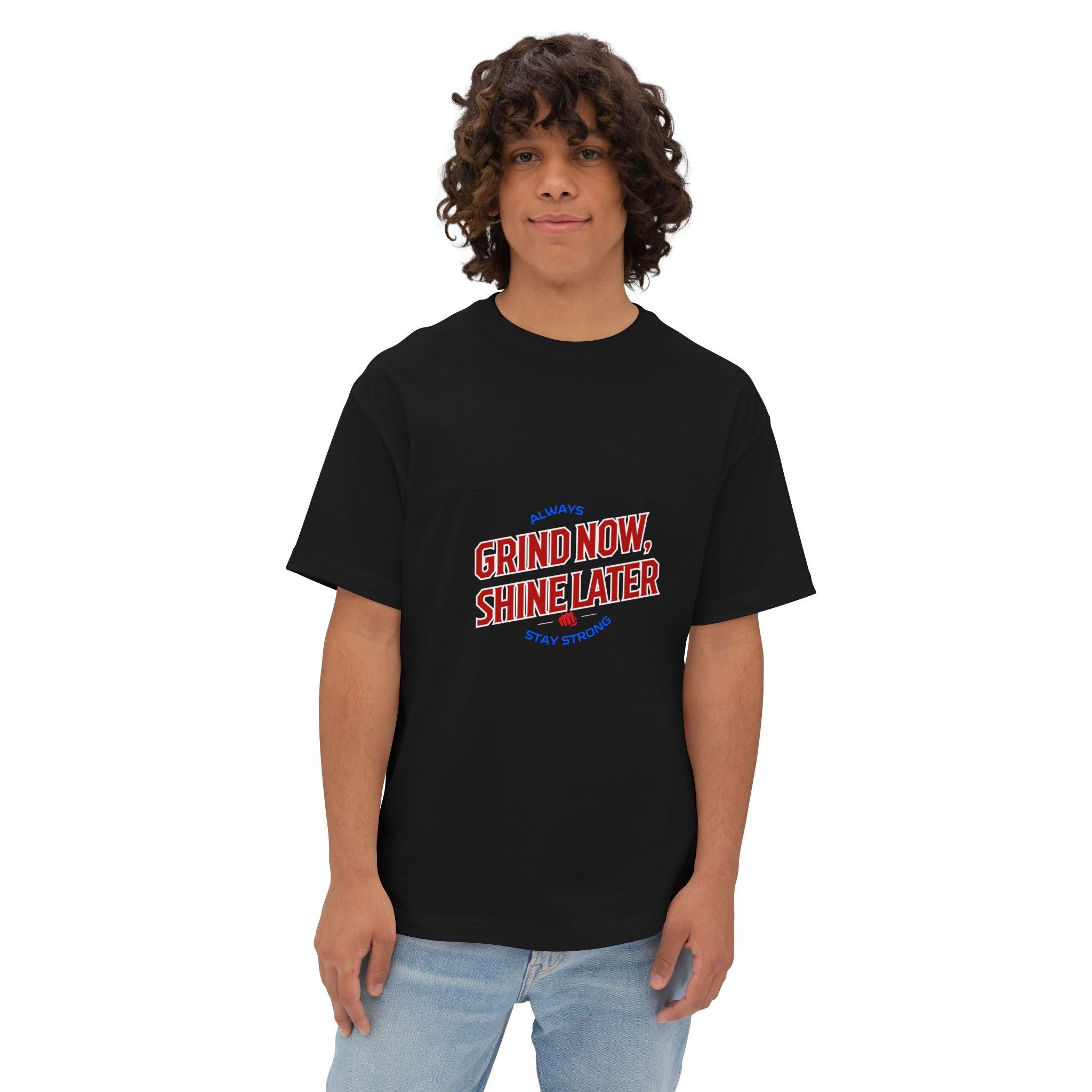 Unisex Oversized Inspirational Tee: Grind Now, Shine Later, Casual Shirt, Motivational Fashion, Gift for Him/Her, Everyday Wear