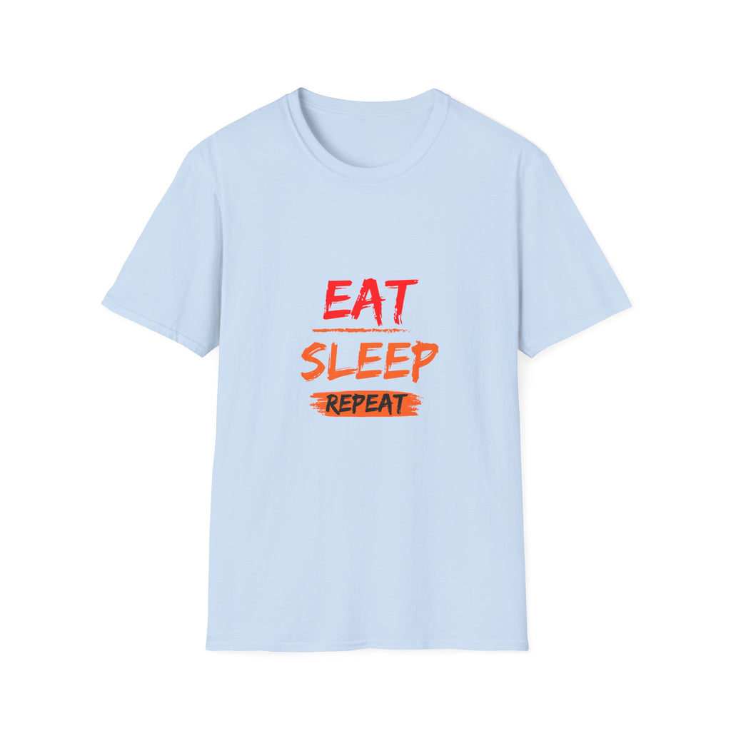 Eat Sleep Repeat Unisex Softstyle T-Shirt, Casual Tee, Gift for Gamers, Relaxed Fit, Everyday Wear, Fun Graphic Tee