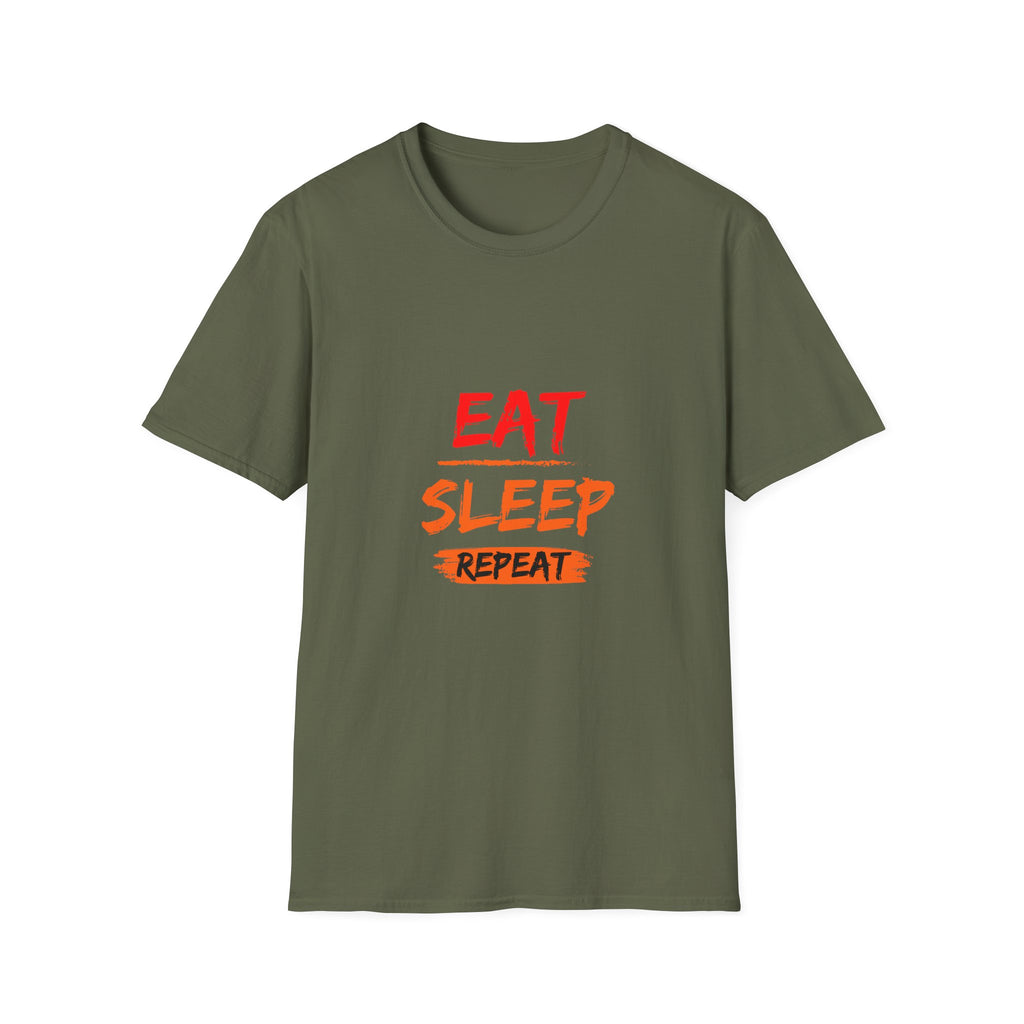 Eat Sleep Repeat Unisex Softstyle T-Shirt, Casual Tee, Gift for Gamers, Relaxed Fit, Everyday Wear, Fun Graphic Tee