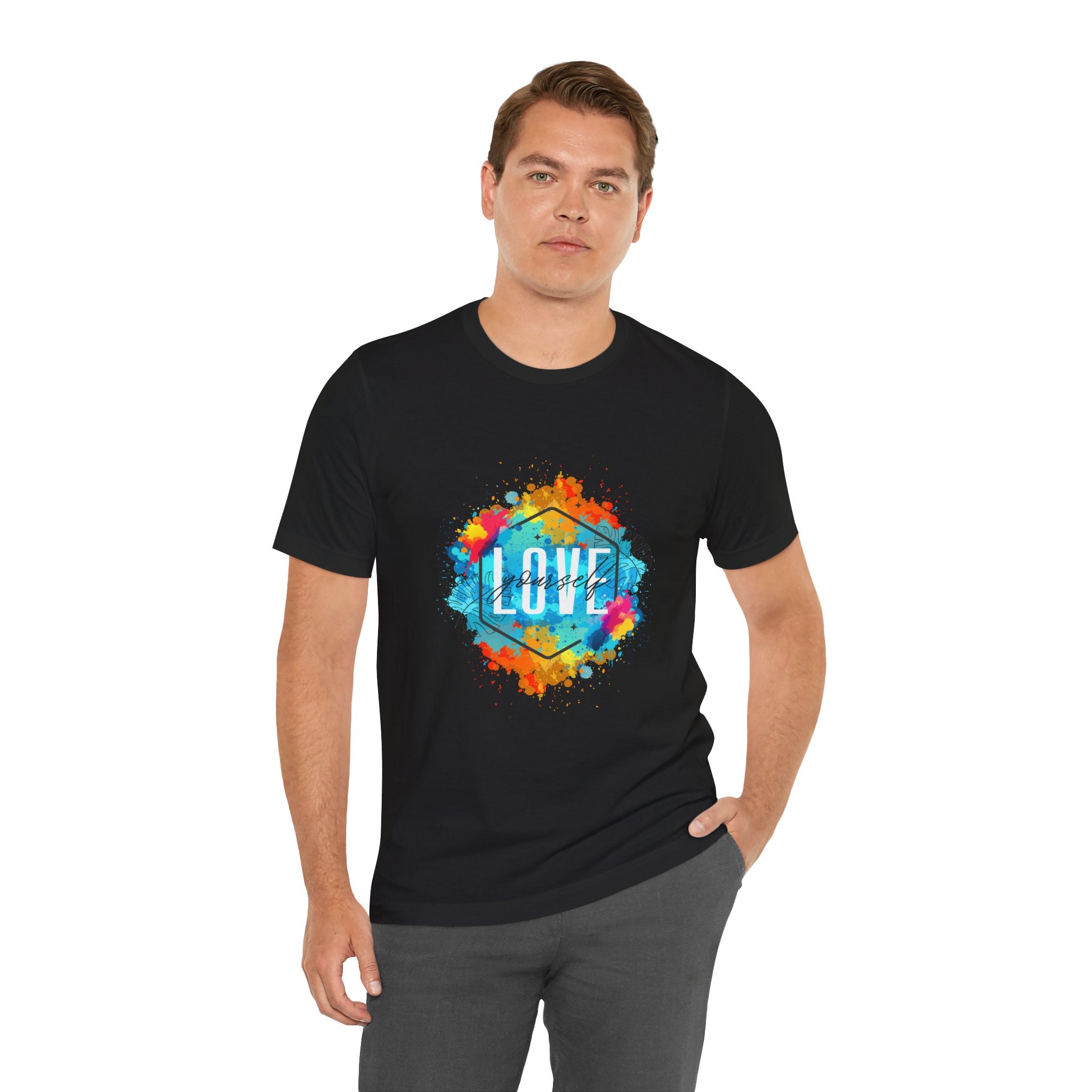 Colorful Love Graphic Tee, Unisex Short Sleeve Shirt, Gift for Friends, Cute Casual Wear, Pride Tee, Festival Outfit