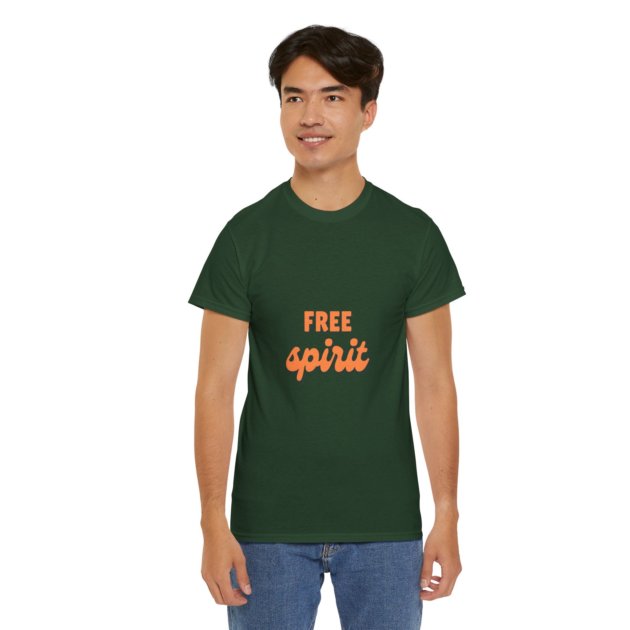 Unisex Heavy Cotton Tee - 'Free Spirit' - Casual Wear, Gift for Friend, Bohemian Style, Summer Vibes, Easy Everyday Outfit