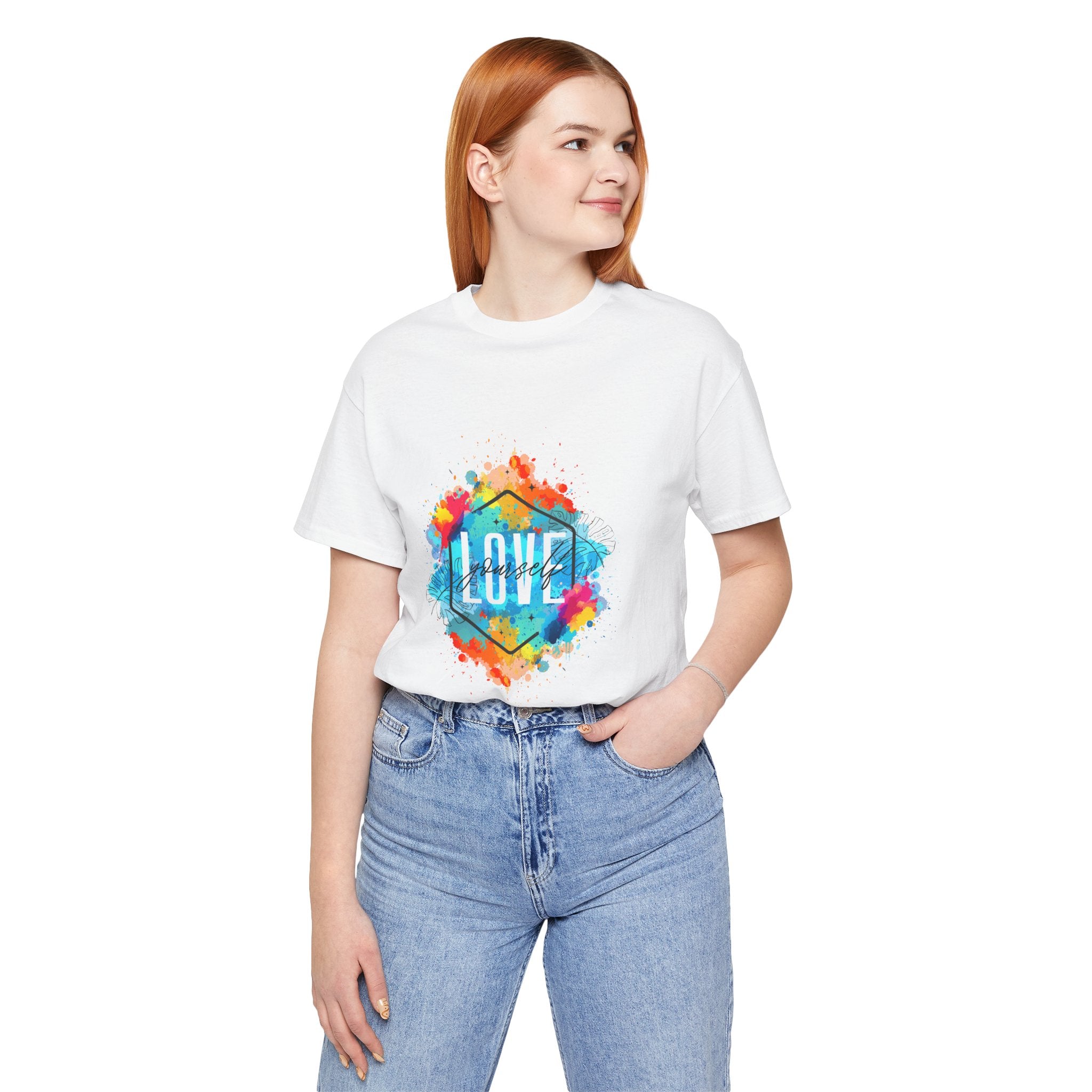 Colorful Love Graphic Tee, Unisex Short Sleeve Shirt, Gift for Friends, Cute Casual Wear, Pride Tee, Festival Outfit