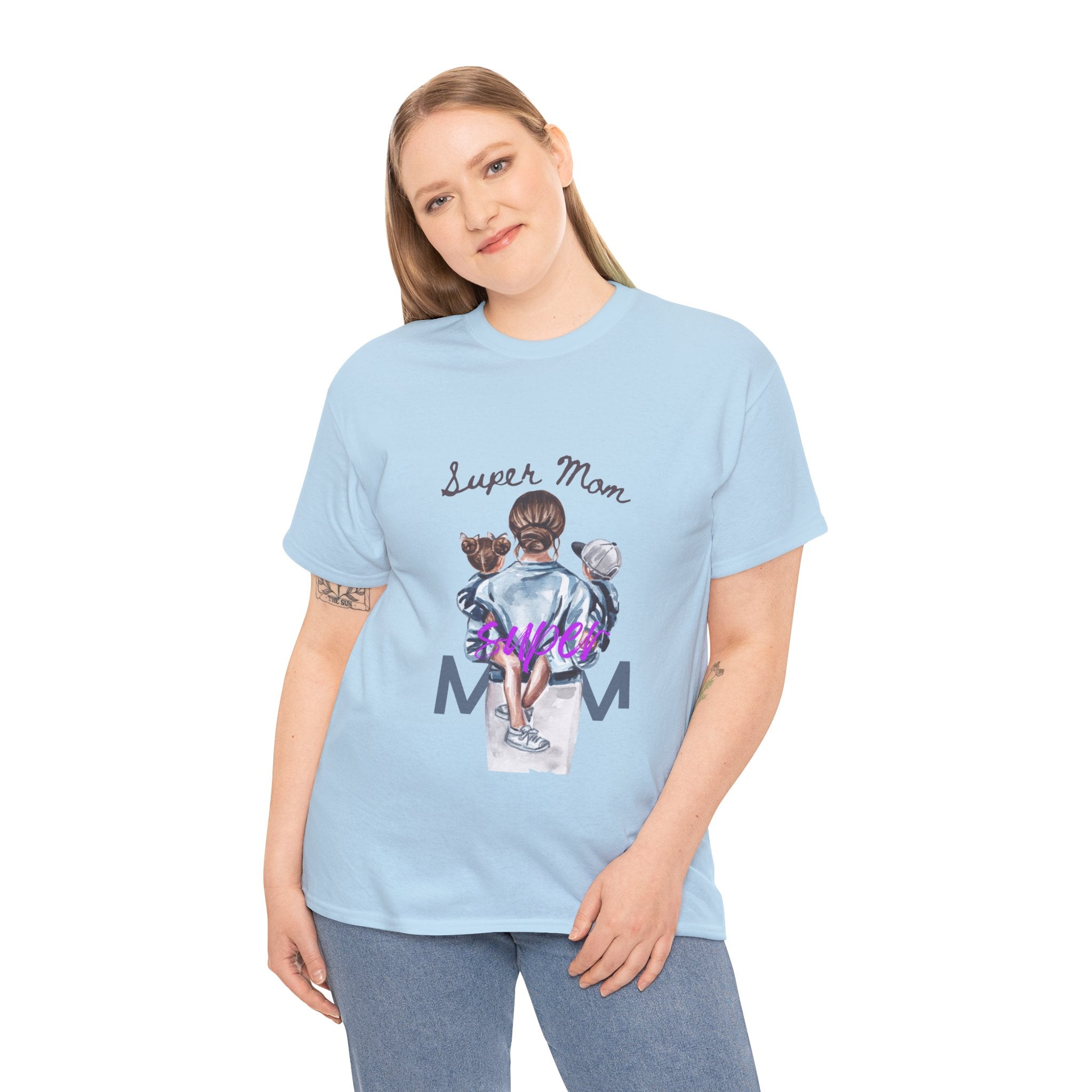 Super Mom Unisex Heavy Cotton Tee | Perfect Gift for Mothers, Casual Wear, Mother's Day, Family Events, Mom Appreciation