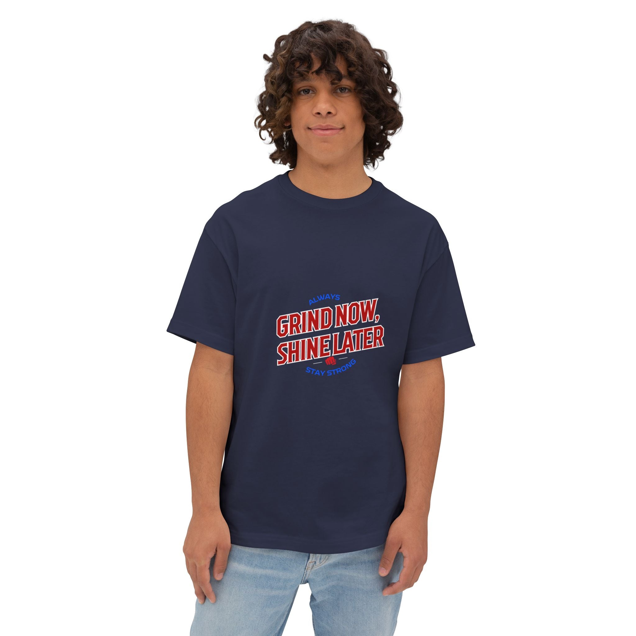 Unisex Oversized Inspirational Tee: Grind Now, Shine Later, Casual Shirt, Motivational Fashion, Gift for Him/Her, Everyday Wear