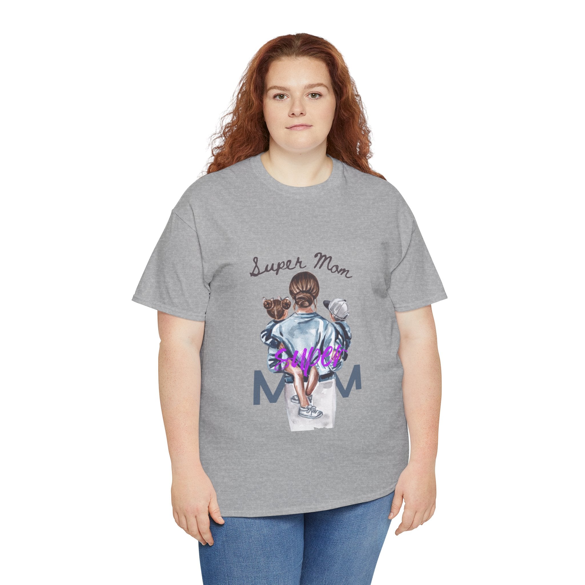 Super Mom Unisex Heavy Cotton Tee | Perfect Gift for Mothers, Casual Wear, Mother's Day, Family Events, Mom Appreciation