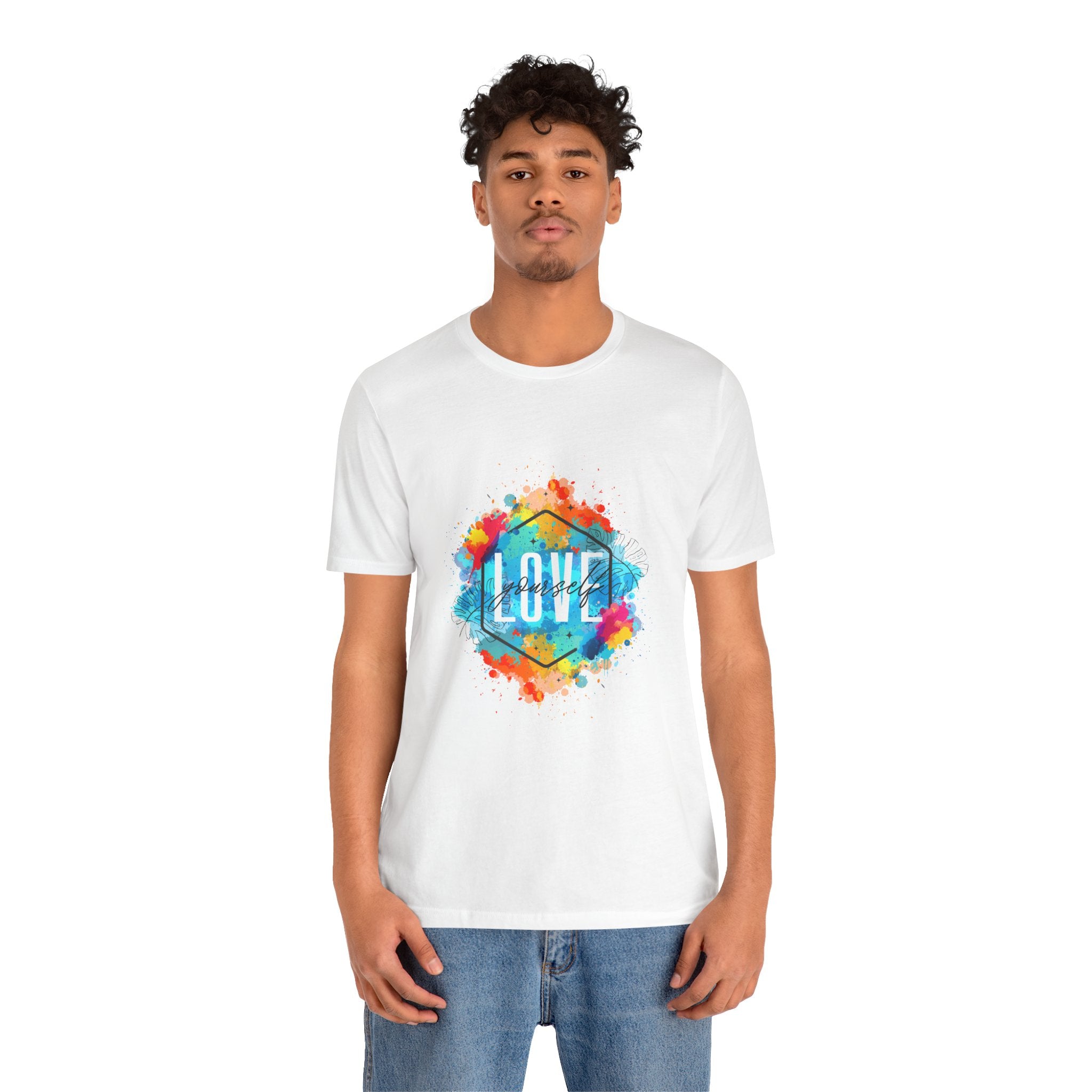 Colorful Love Graphic Tee, Unisex Short Sleeve Shirt, Gift for Friends, Cute Casual Wear, Pride Tee, Festival Outfit