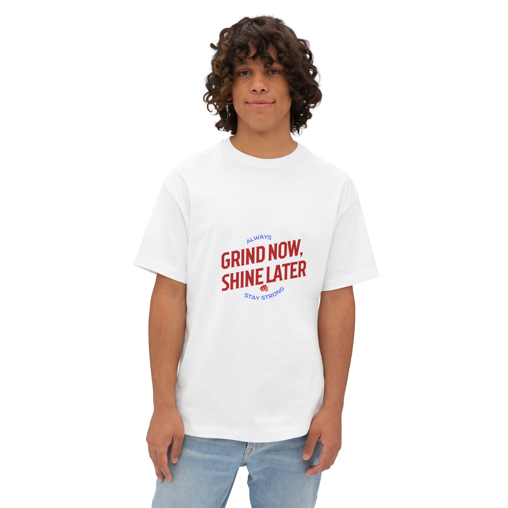 Unisex Oversized Inspirational Tee: Grind Now, Shine Later, Casual Shirt, Motivational Fashion, Gift for Him/Her, Everyday Wear