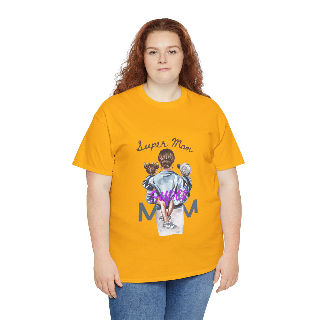 Super Mom Unisex Heavy Cotton Tee | Perfect Gift for Mothers, Casual Wear, Mother's Day, Family Events, Mom Appreciation