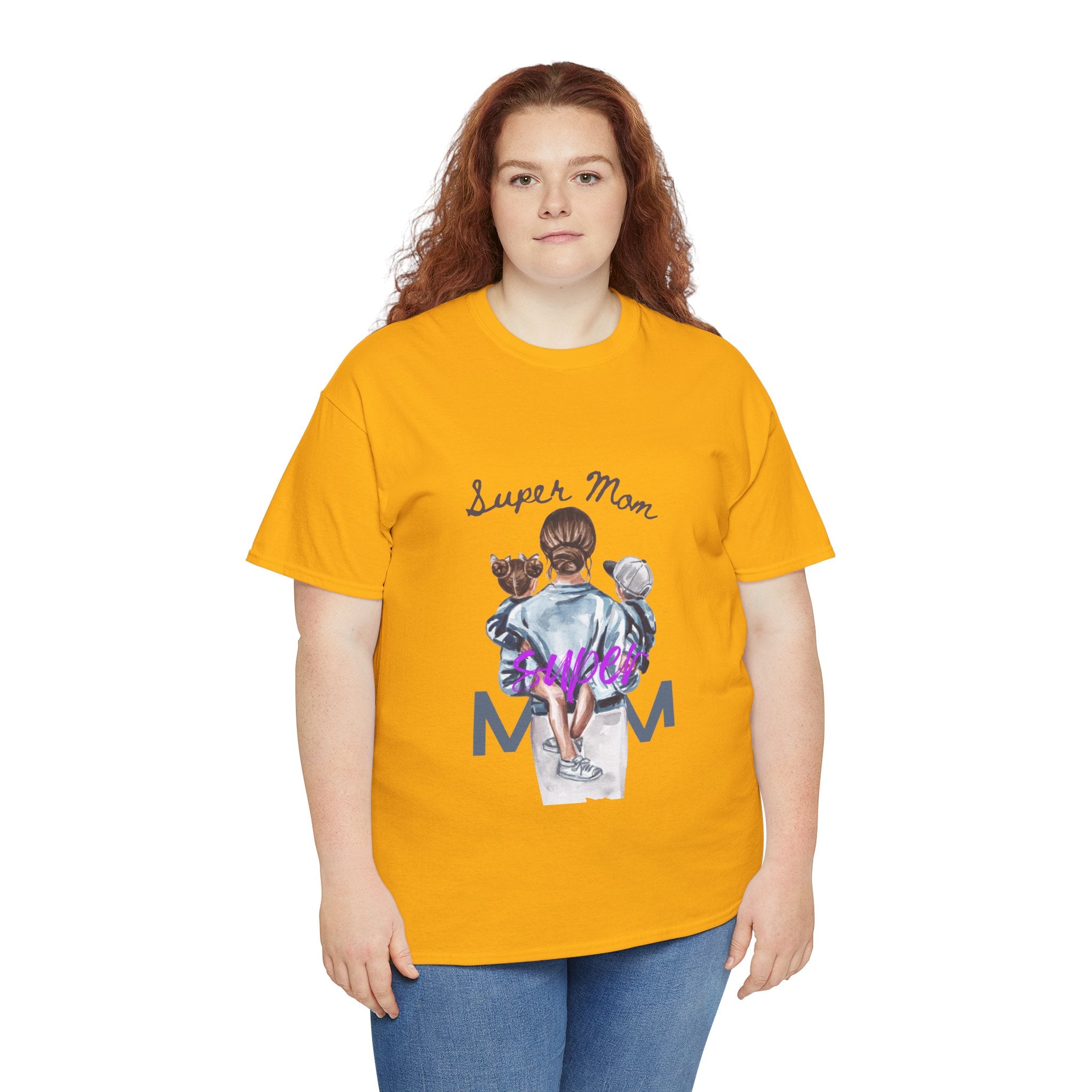 Super Mom Unisex Heavy Cotton Tee | Perfect Gift for Mothers, Casual Wear, Mother's Day, Family Events, Mom Appreciation
