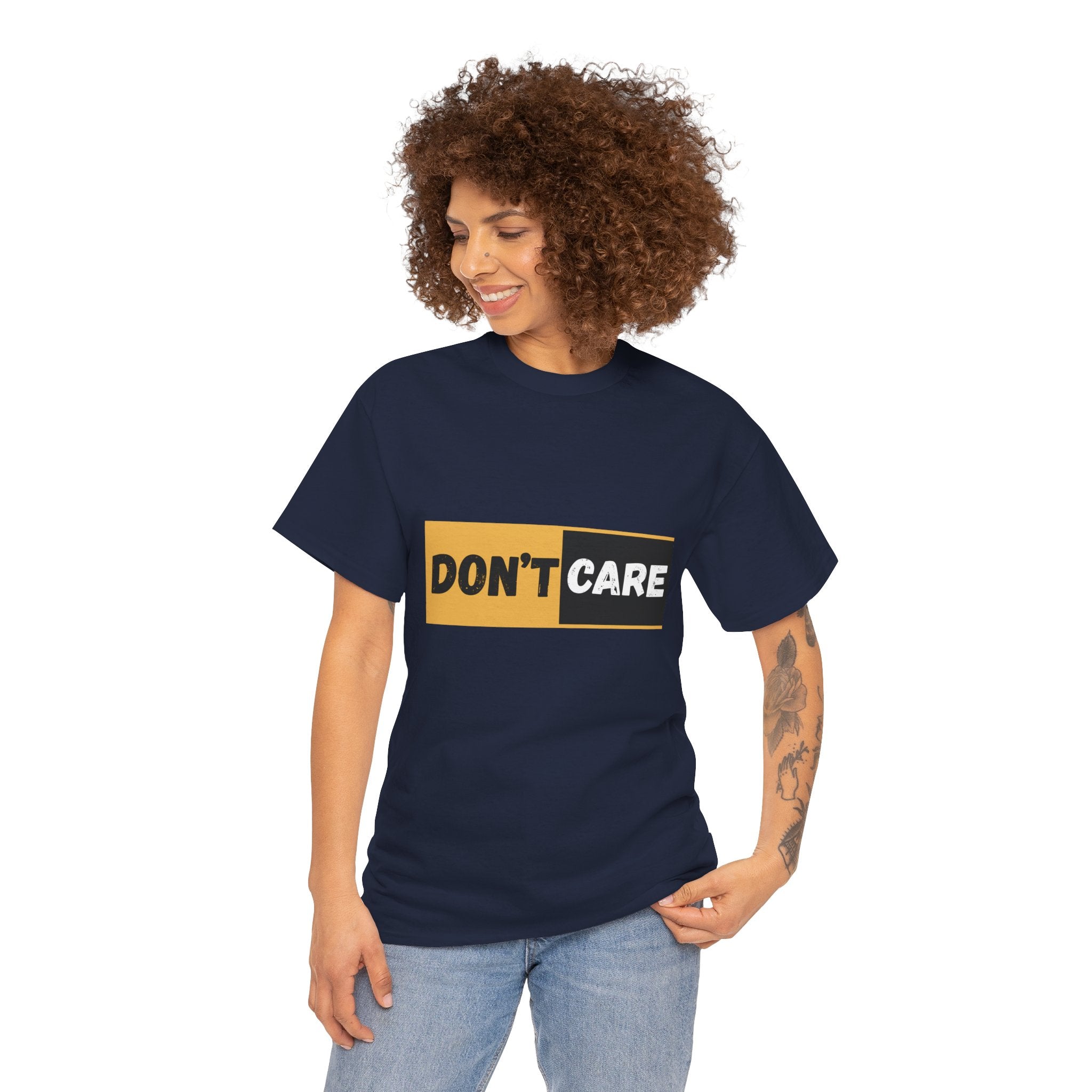 Don't Care Unisex Heavy Cotton Tee | Casual Wear, Gift for Teens, Statement T-Shirt, Everyday Comfort, Fun Fashion, Gift Idea