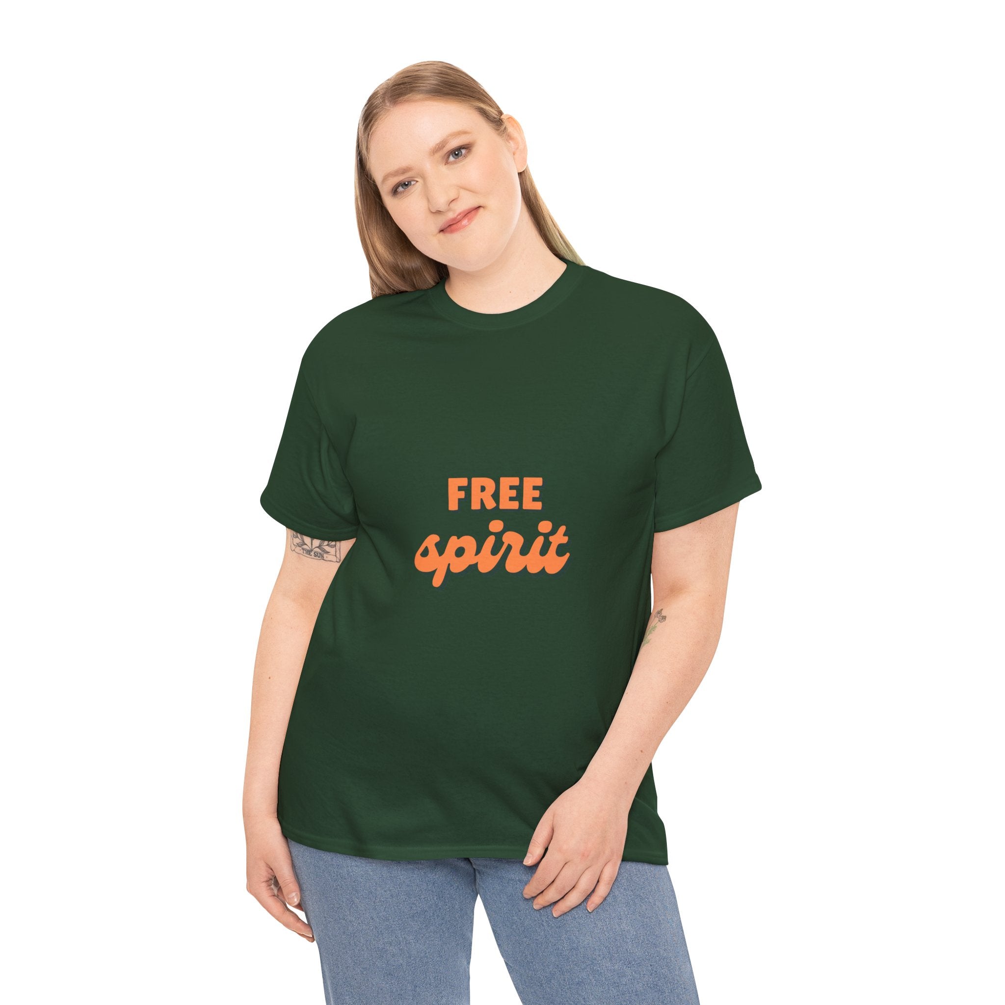 Unisex Heavy Cotton Tee - 'Free Spirit' - Casual Wear, Gift for Friend, Bohemian Style, Summer Vibes, Easy Everyday Outfit