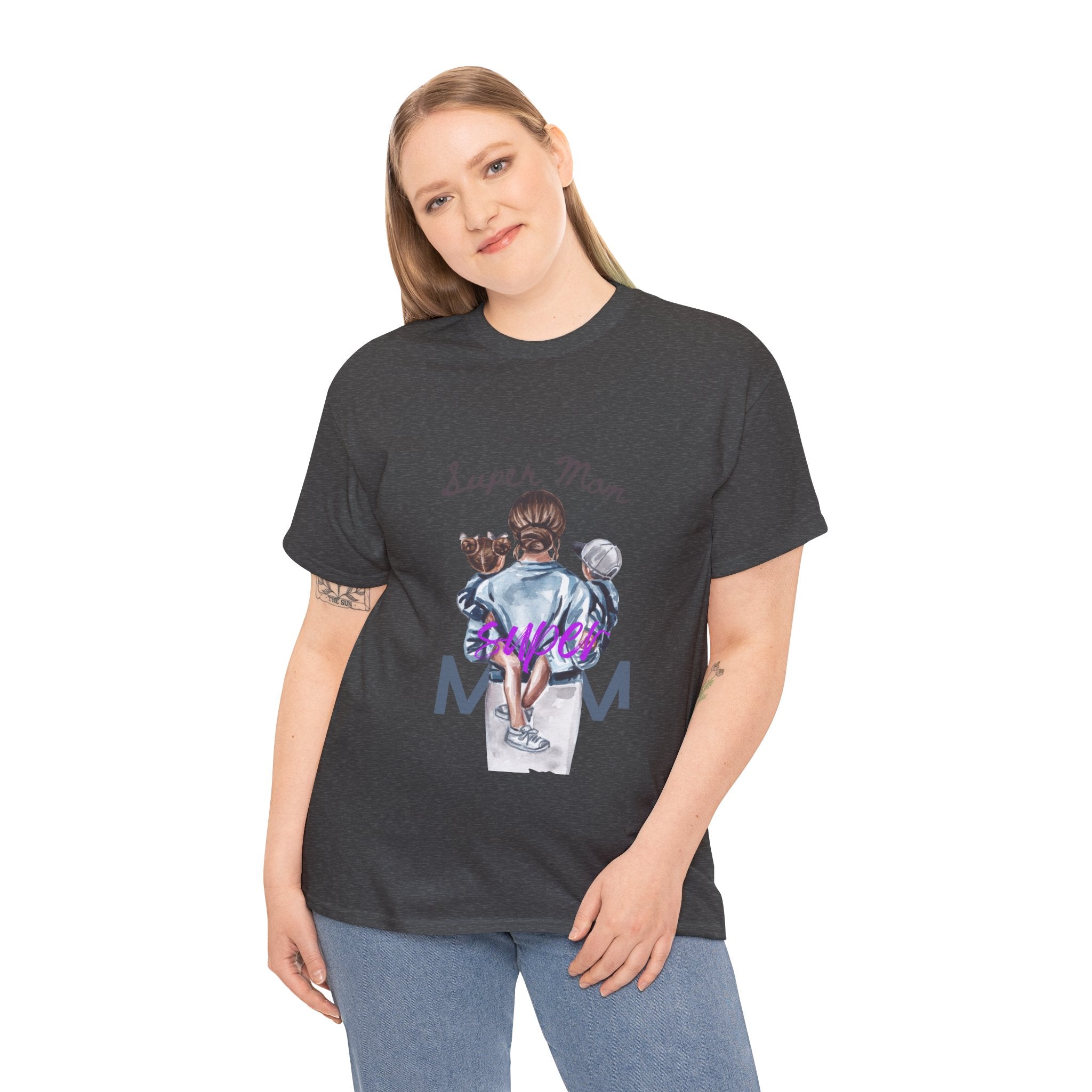 Super Mom Unisex Heavy Cotton Tee | Perfect Gift for Mothers, Casual Wear, Mother's Day, Family Events, Mom Appreciation