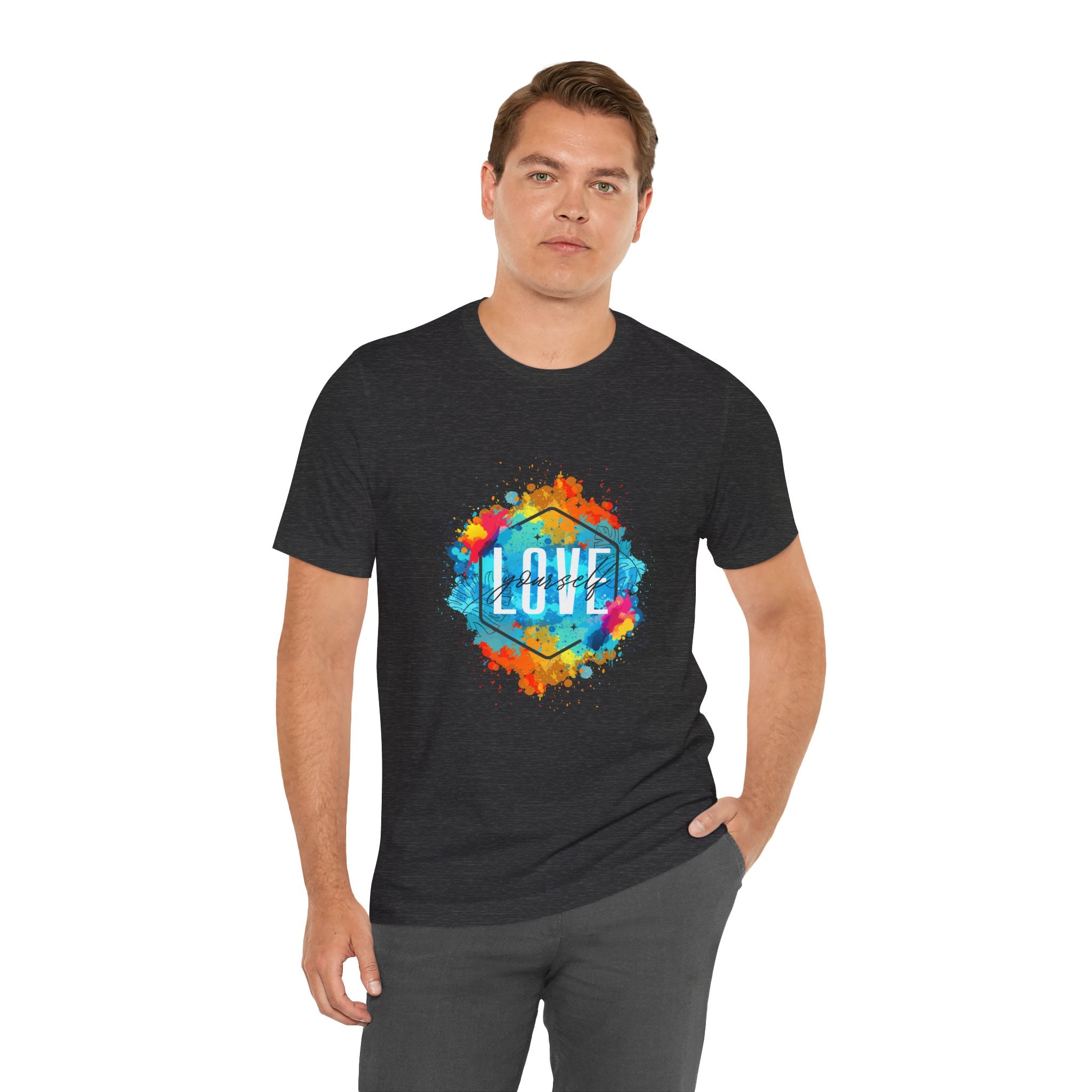 Colorful Love Graphic Tee, Unisex Short Sleeve Shirt, Gift for Friends, Cute Casual Wear, Pride Tee, Festival Outfit