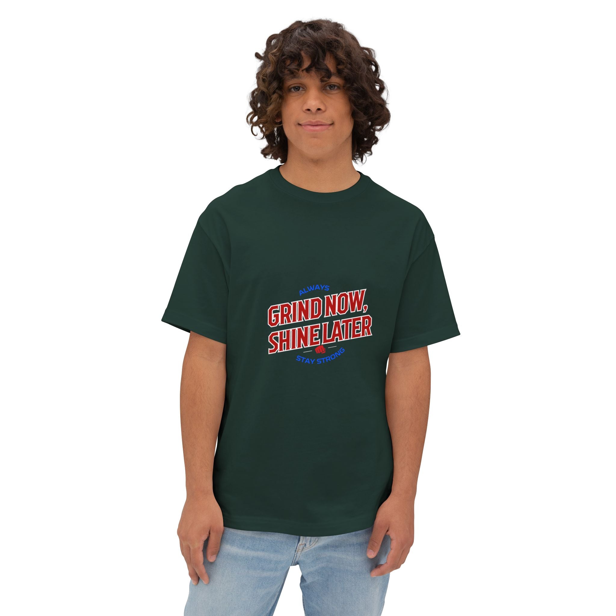 Unisex Oversized Inspirational Tee: Grind Now, Shine Later, Casual Shirt, Motivational Fashion, Gift for Him/Her, Everyday Wear
