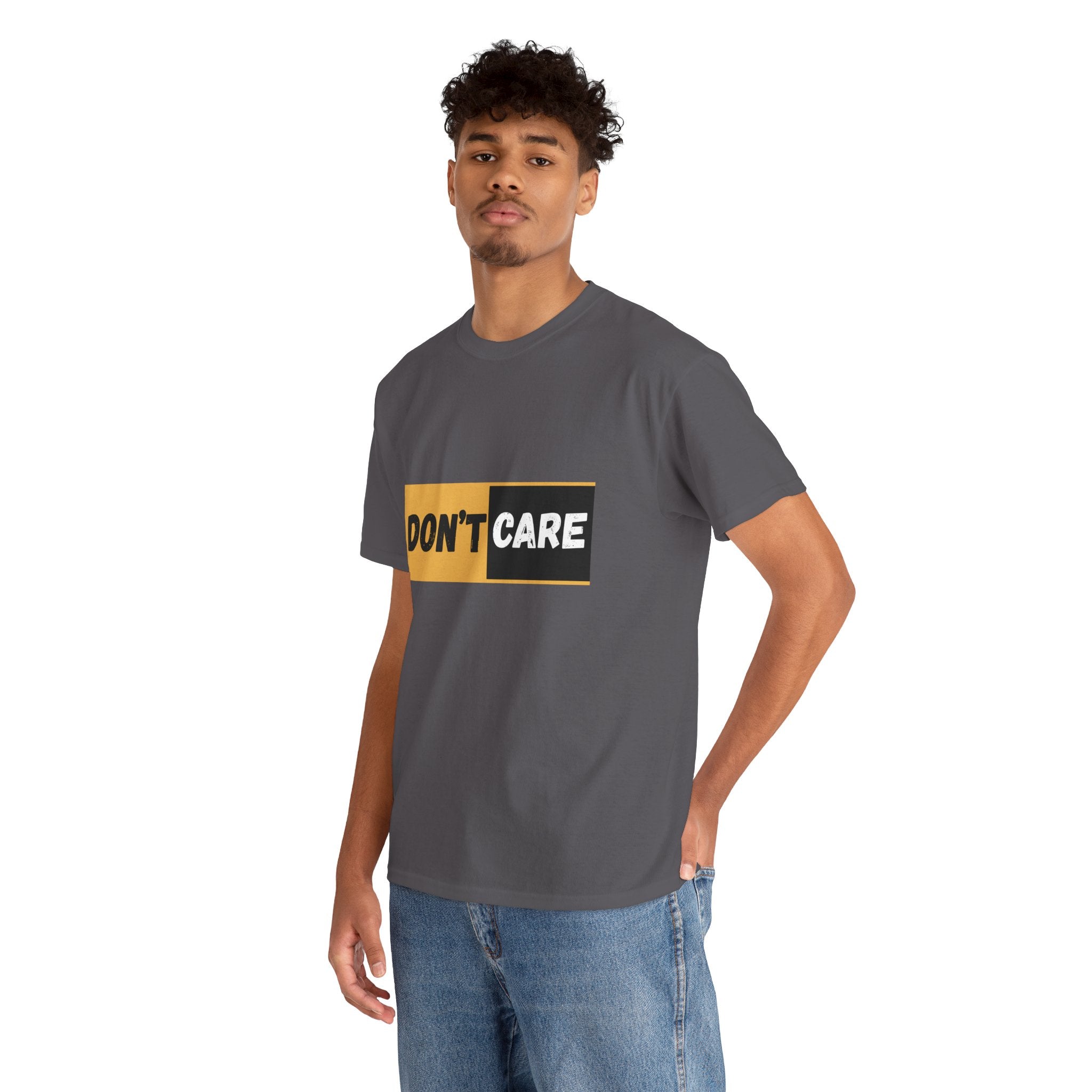 Don't Care Unisex Heavy Cotton Tee | Casual Wear, Gift for Teens, Statement T-Shirt, Everyday Comfort, Fun Fashion, Gift Idea