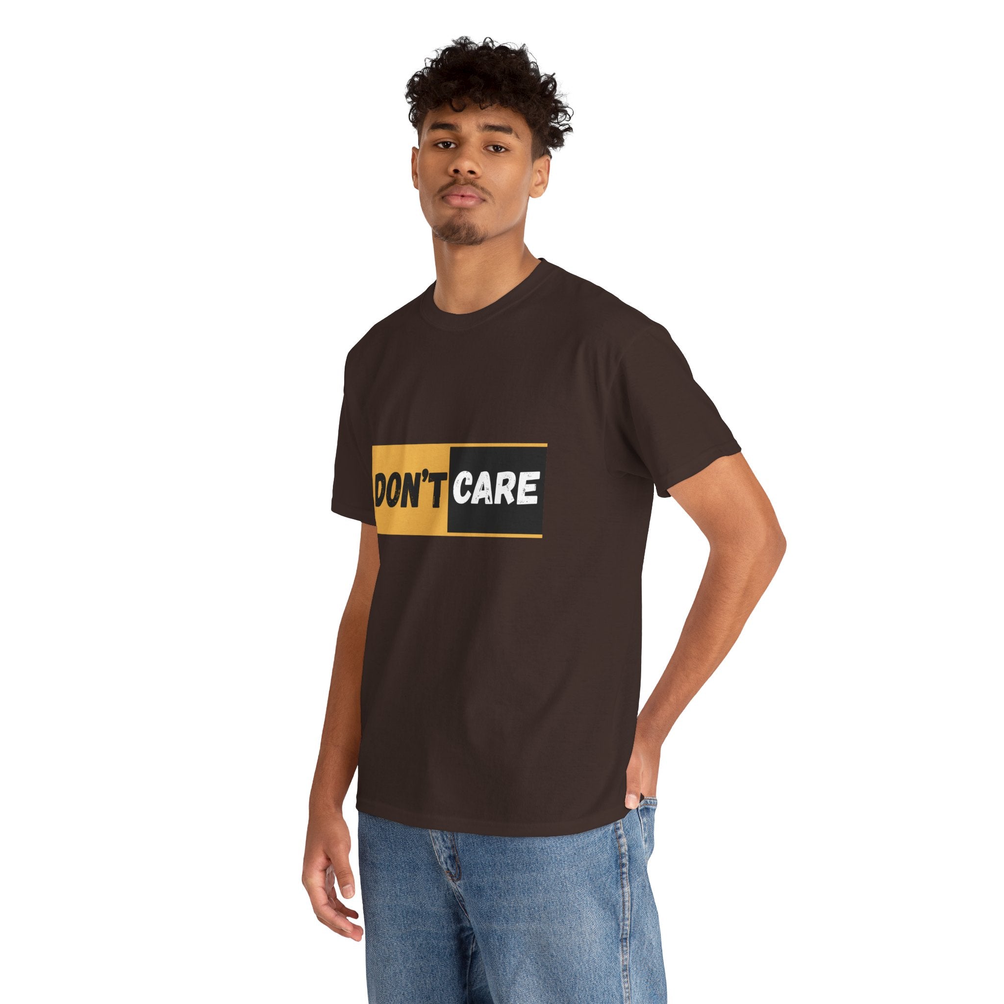 Don't Care Unisex Heavy Cotton Tee | Casual Wear, Gift for Teens, Statement T-Shirt, Everyday Comfort, Fun Fashion, Gift Idea