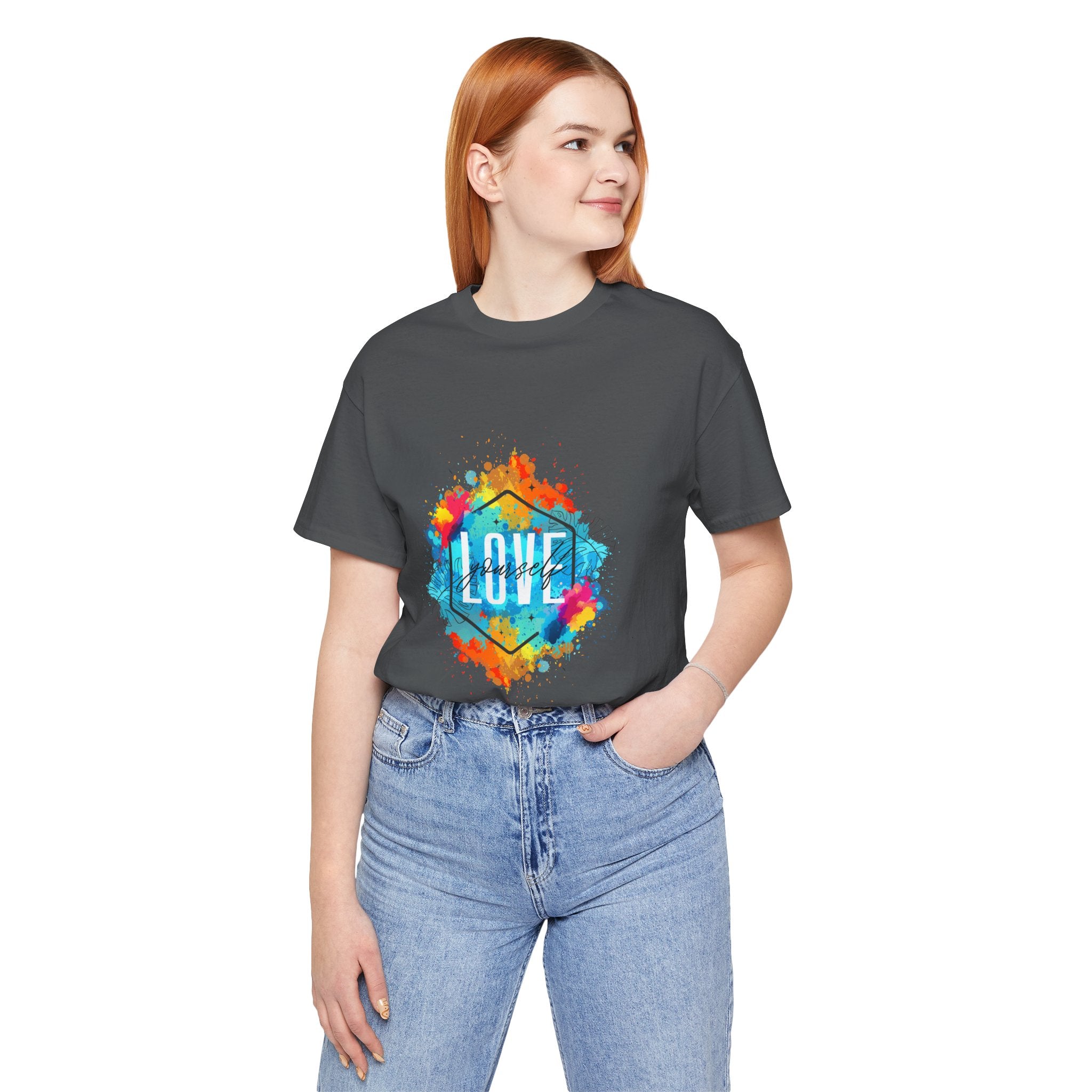 Colorful Love Graphic Tee, Unisex Short Sleeve Shirt, Gift for Friends, Cute Casual Wear, Pride Tee, Festival Outfit
