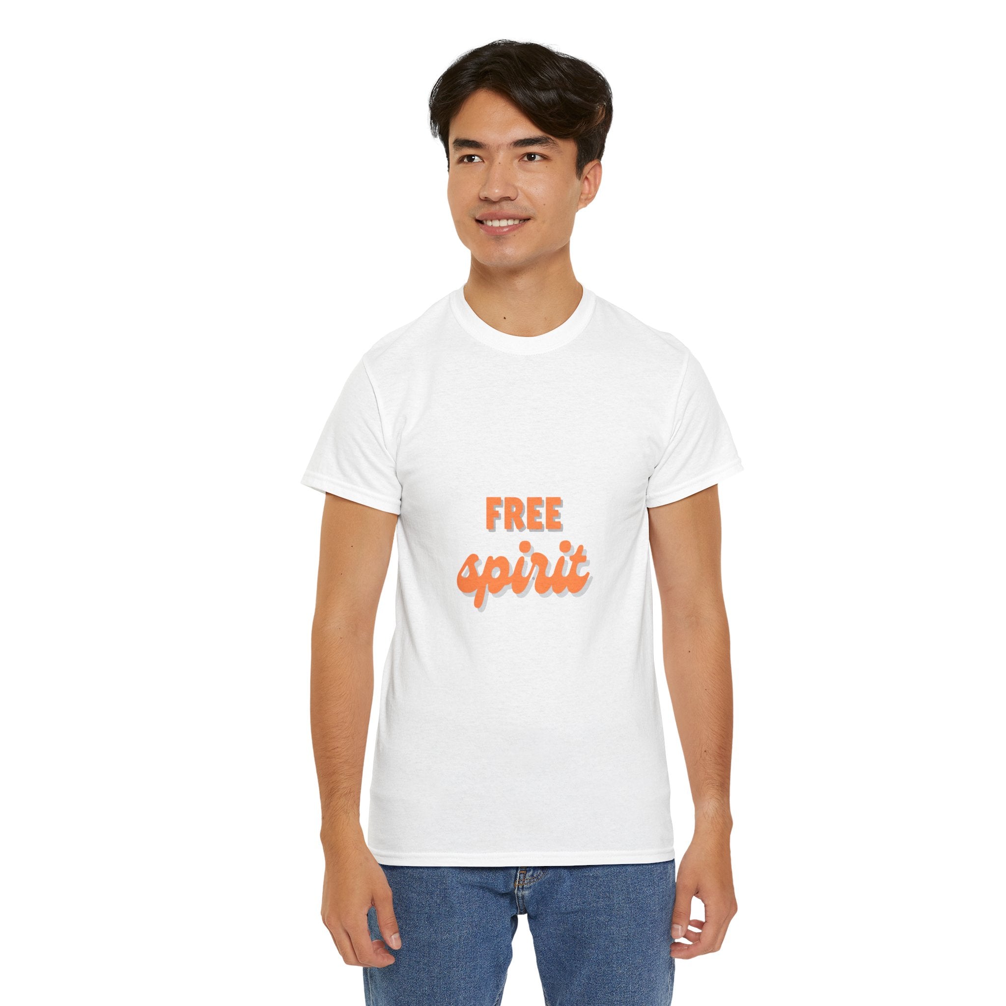 Unisex Heavy Cotton Tee - 'Free Spirit' - Casual Wear, Gift for Friend, Bohemian Style, Summer Vibes, Easy Everyday Outfit