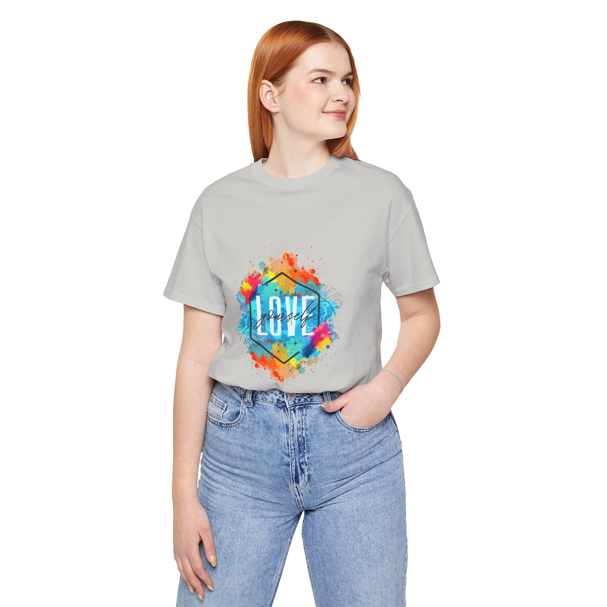 Colorful Love Graphic Tee, Unisex Short Sleeve Shirt, Gift for Friends, Cute Casual Wear, Pride Tee, Festival Outfit