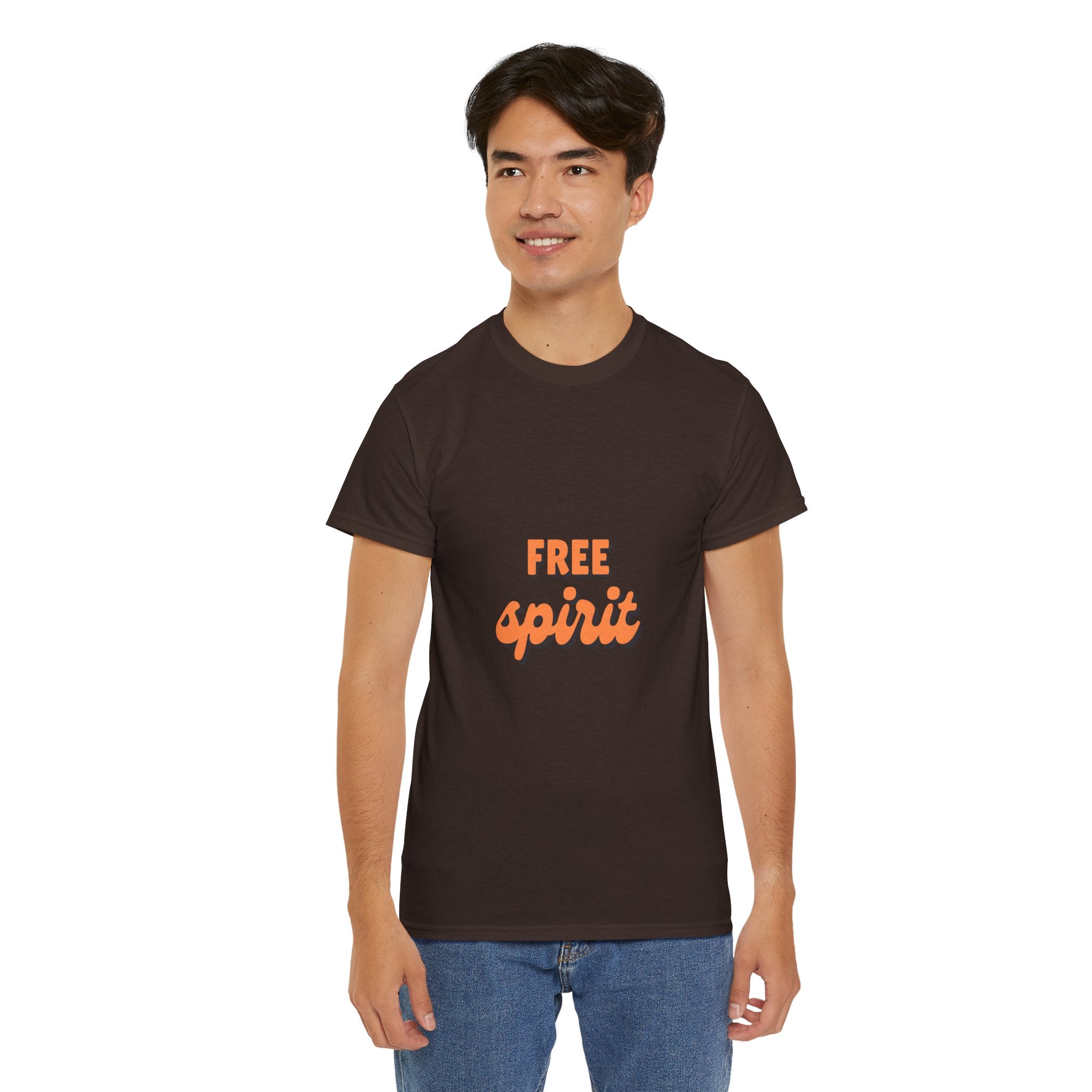 Unisex Heavy Cotton Tee - 'Free Spirit' - Casual Wear, Gift for Friend, Bohemian Style, Summer Vibes, Easy Everyday Outfit