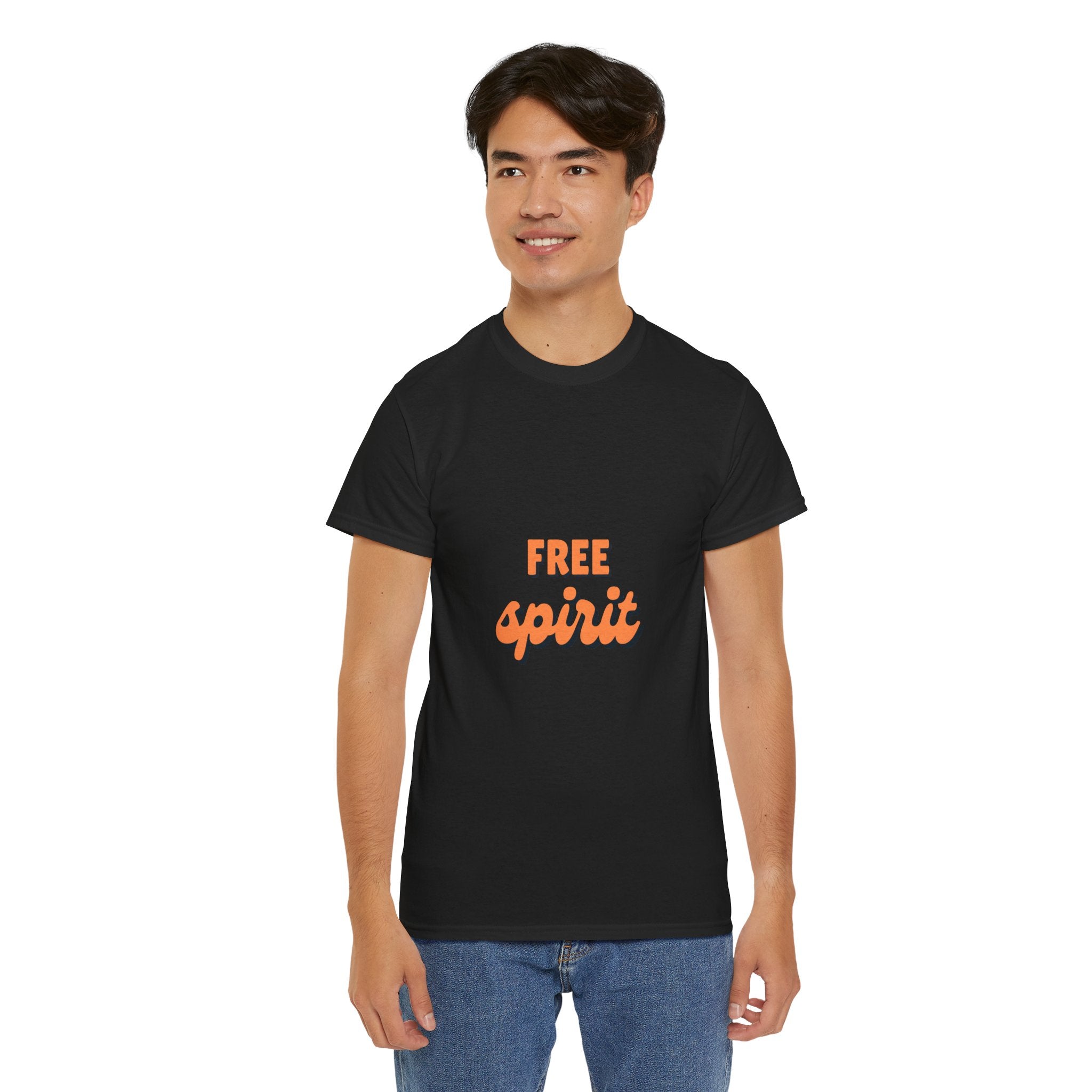 Unisex Heavy Cotton Tee - 'Free Spirit' - Casual Wear, Gift for Friend, Bohemian Style, Summer Vibes, Easy Everyday Outfit