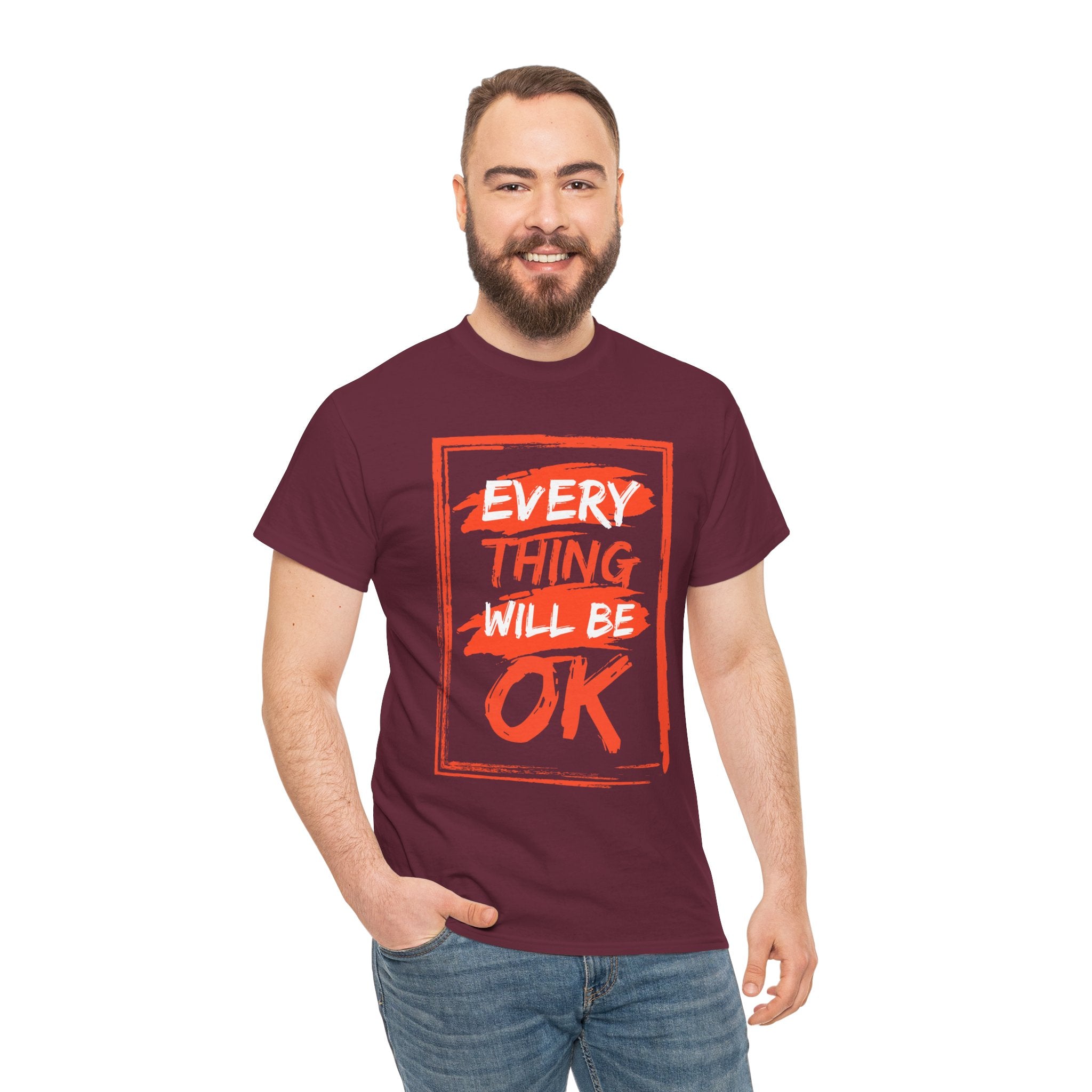 Unisex Heavy Cotton Tee with 'Everything Will Be OK' Print – Uplifting Shirt for Positive Vibes, Comfort Wear, Gift for Friends, [...]