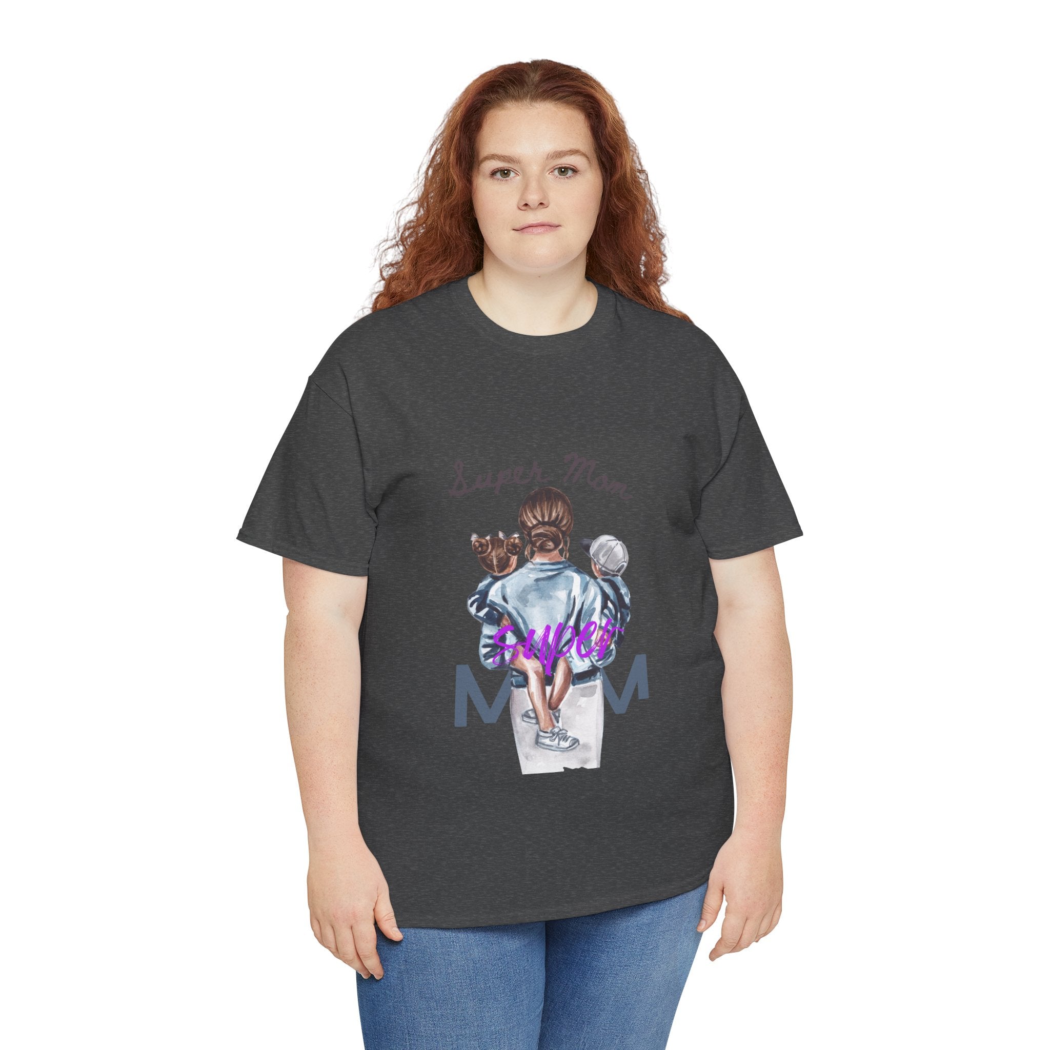 Super Mom Unisex Heavy Cotton Tee | Perfect Gift for Mothers, Casual Wear, Mother's Day, Family Events, Mom Appreciation