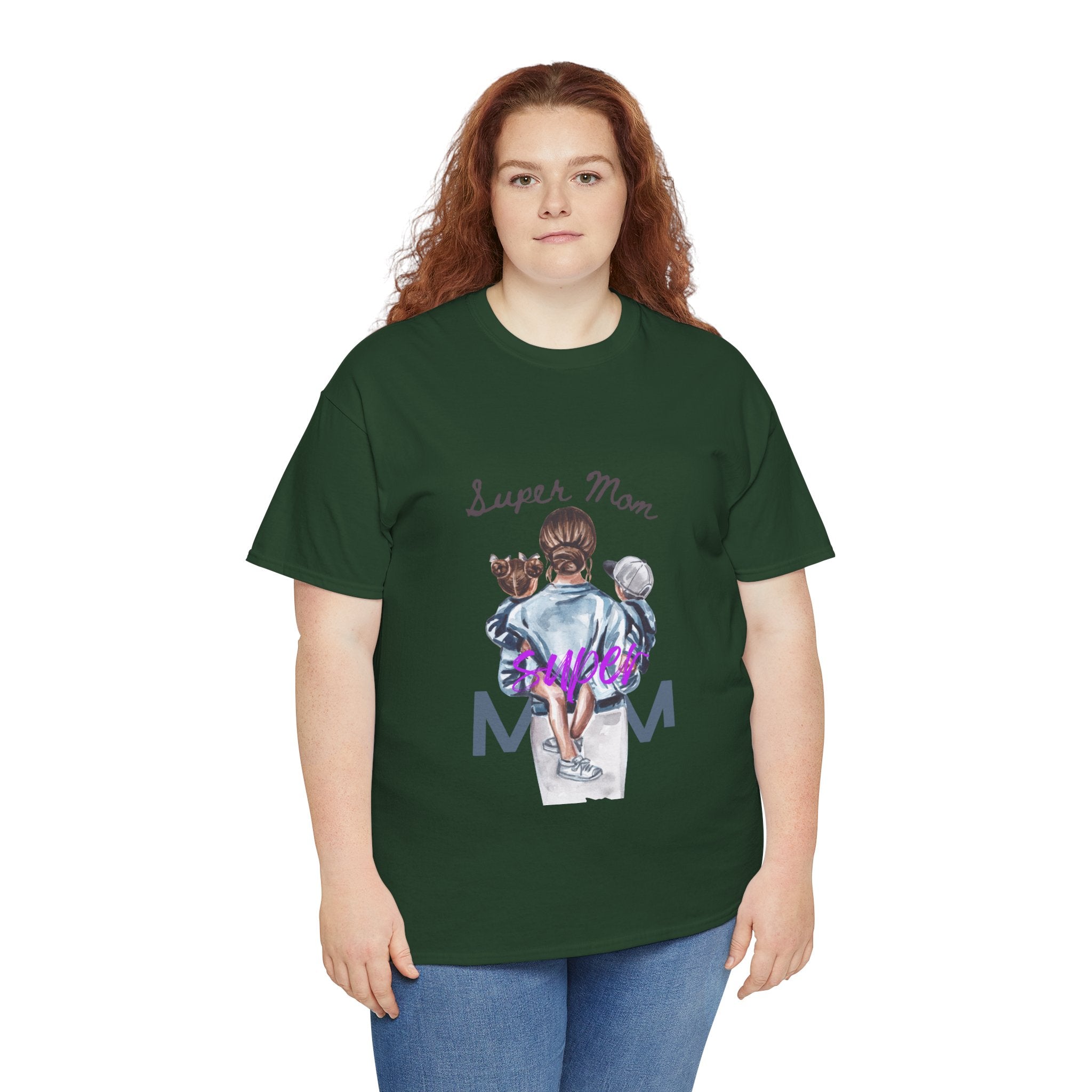 Super Mom Unisex Heavy Cotton Tee | Perfect Gift for Mothers, Casual Wear, Mother's Day, Family Events, Mom Appreciation