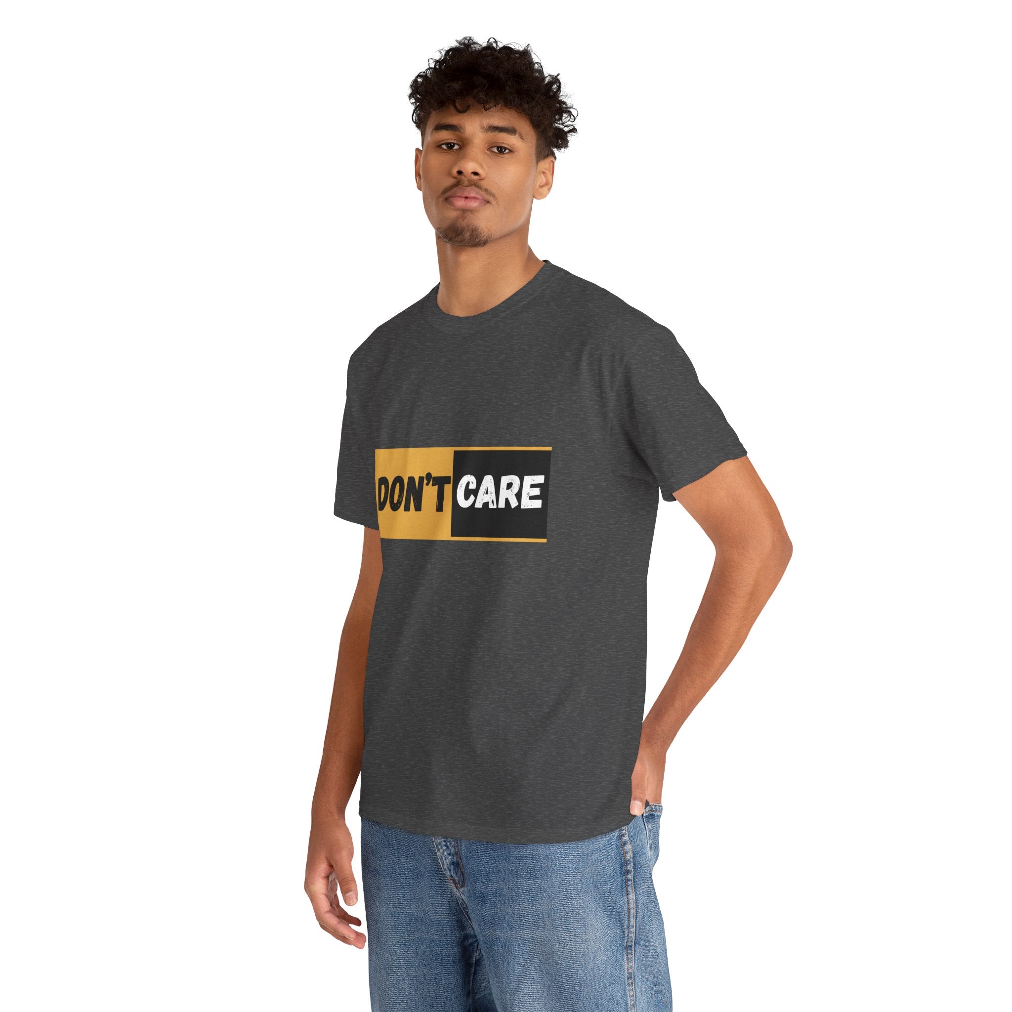 Don't Care Unisex Heavy Cotton Tee | Casual Wear, Gift for Teens, Statement T-Shirt, Everyday Comfort, Fun Fashion, Gift Idea