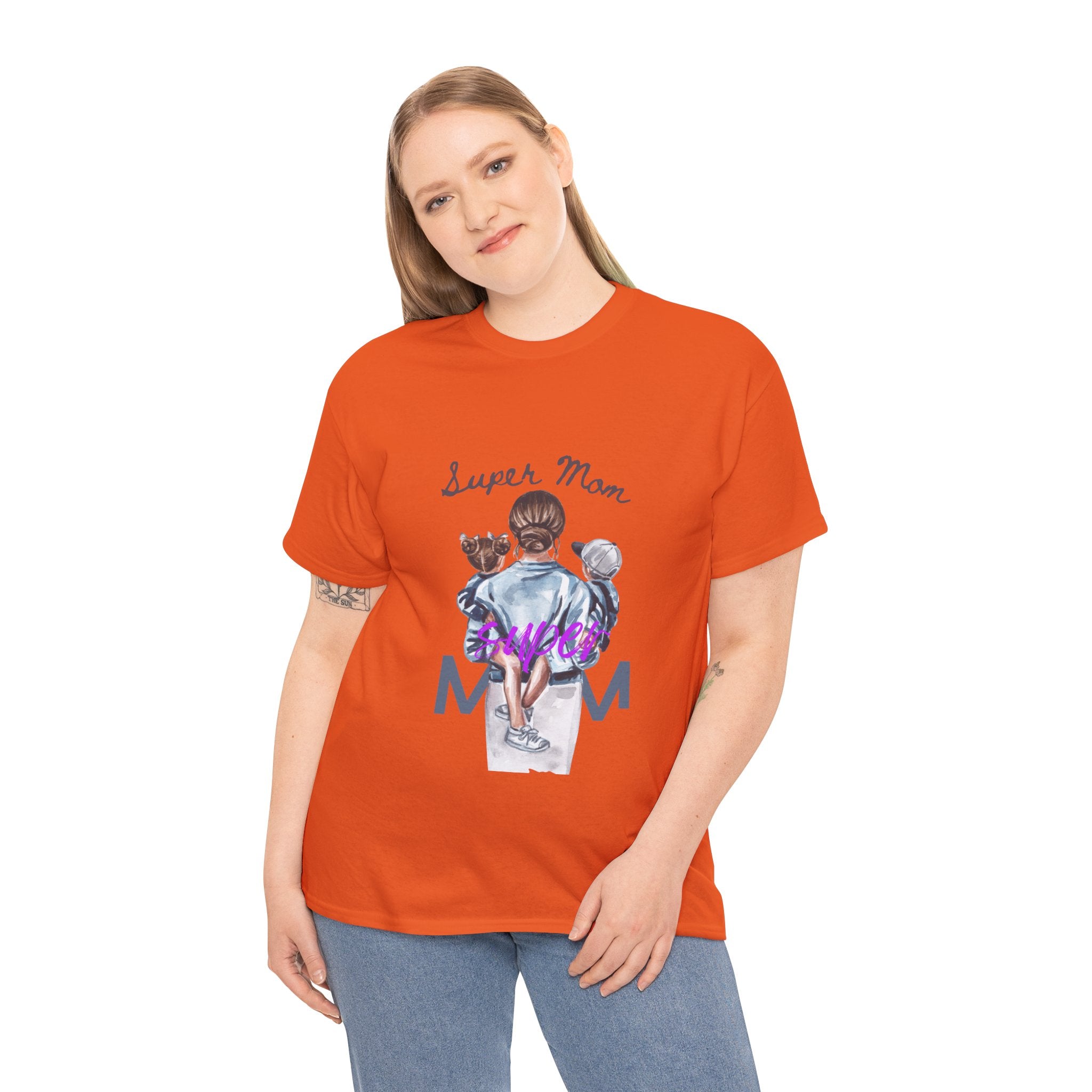 Super Mom Unisex Heavy Cotton Tee | Perfect Gift for Mothers, Casual Wear, Mother's Day, Family Events, Mom Appreciation