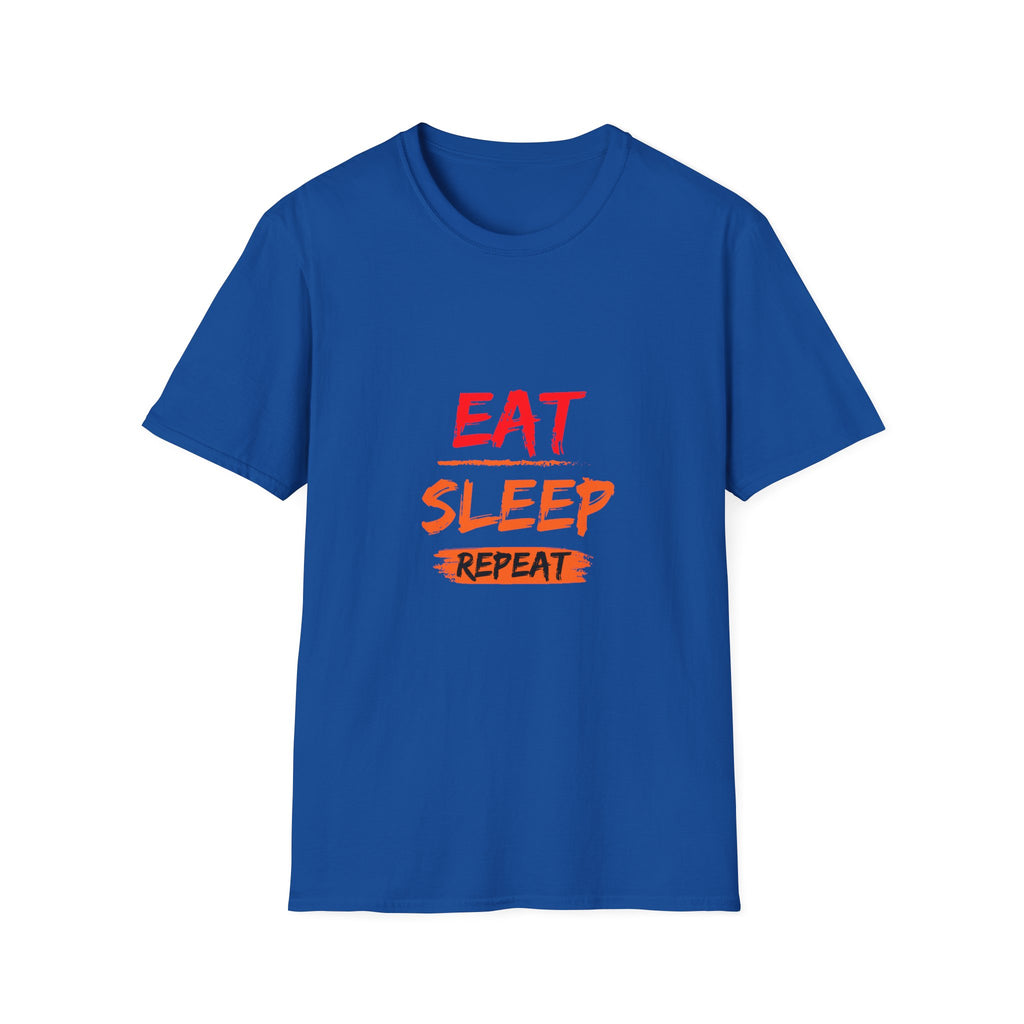 Eat Sleep Repeat Unisex Softstyle T-Shirt, Casual Tee, Gift for Gamers, Relaxed Fit, Everyday Wear, Fun Graphic Tee