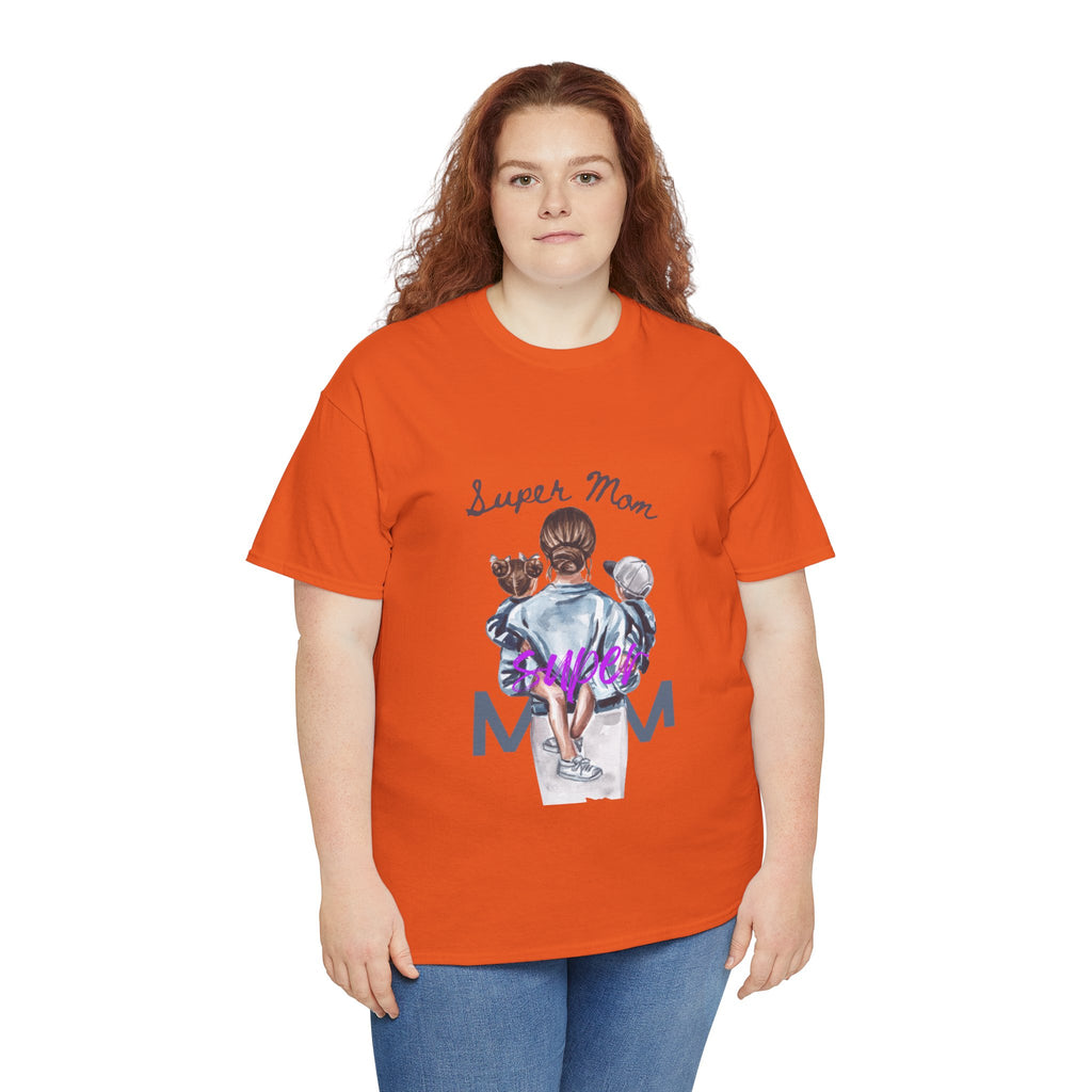 Super Mom Unisex Heavy Cotton Tee | Perfect Gift for Mothers, Casual Wear, Mother's Day, Family Events, Mom Appreciation